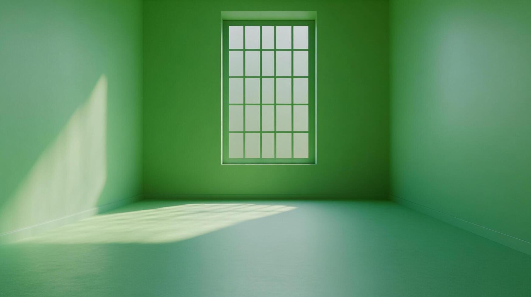 A verdant room basks in gentle sunlight filtering through a window, creating an inviting and serene atmosphere in minimalist interior. photo