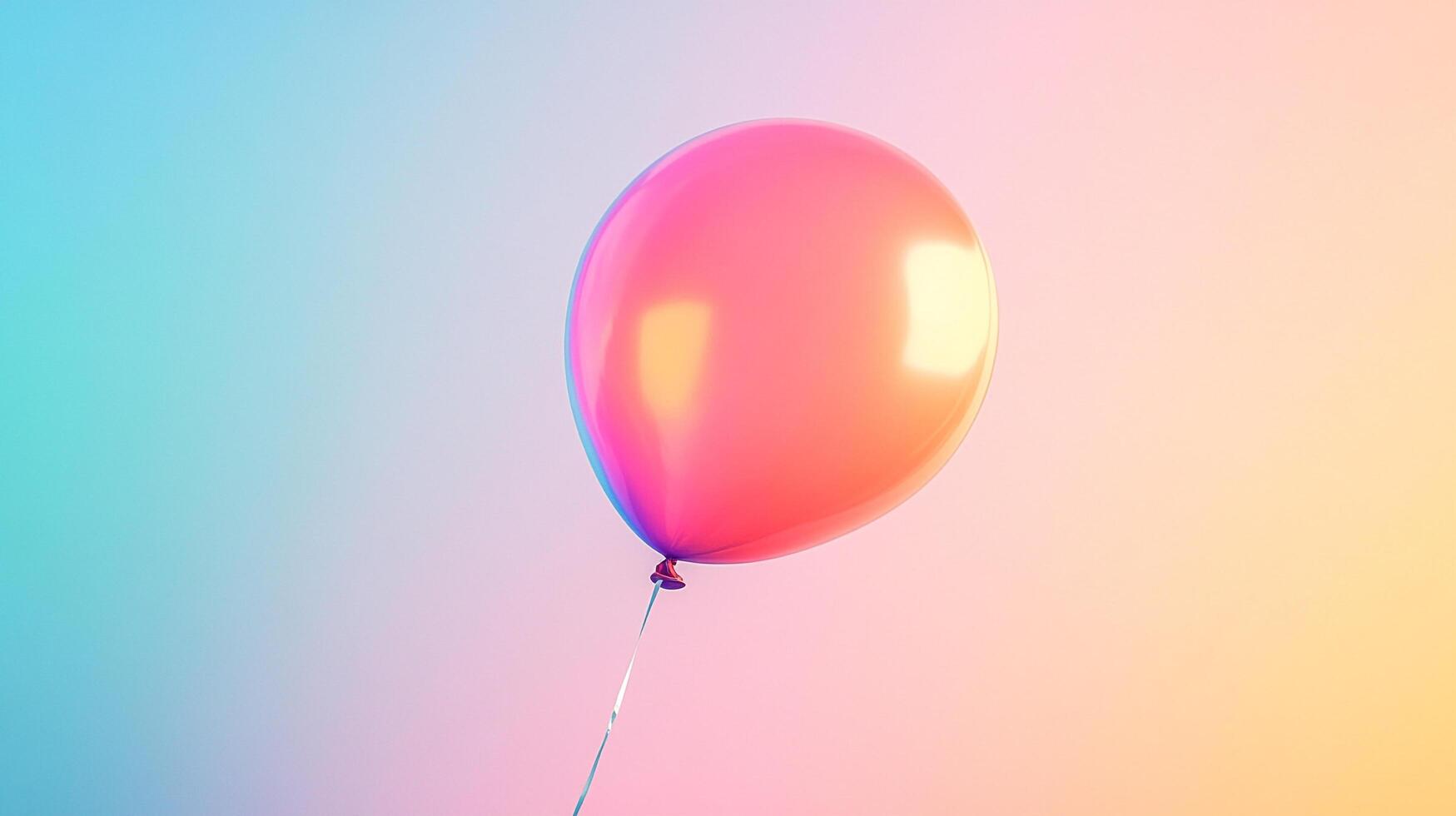 A vibrant, eye-catching balloon floats serenely, set against a smooth, gradient backdrop of pastel colors, radiating joy and celebration. photo