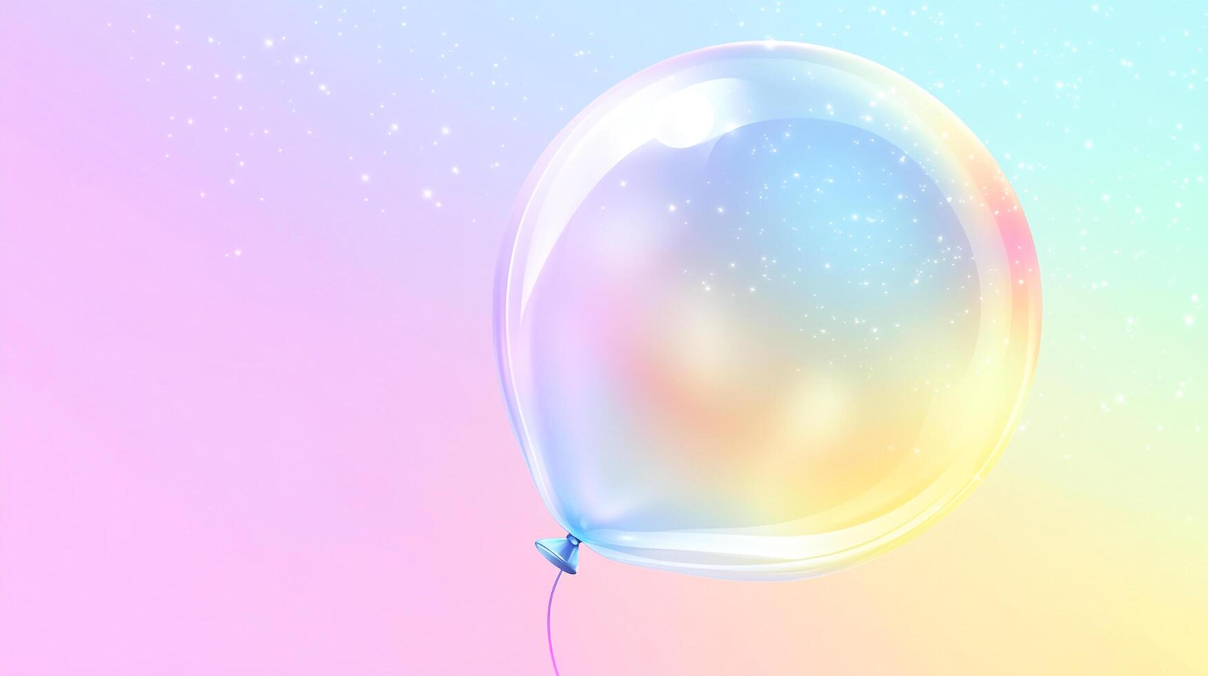 A whimsical balloon floats against a gradient background, radiating joy and dreams with its rainbow colors and stardust accents. photo