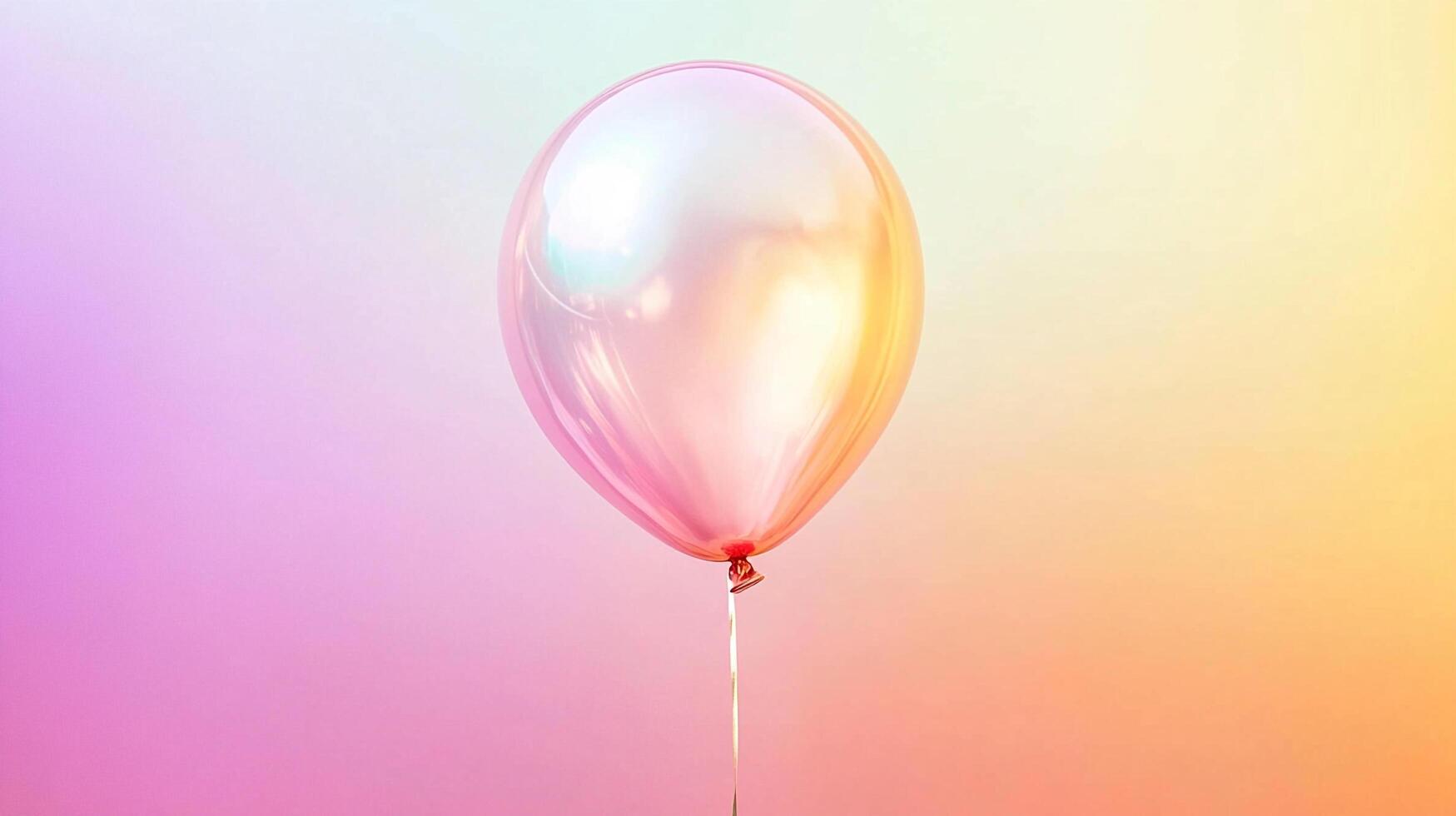 A softly lit transparent balloon floats against a gradient background, creating a dreamy and festive atmosphere with subtle color shifts. photo