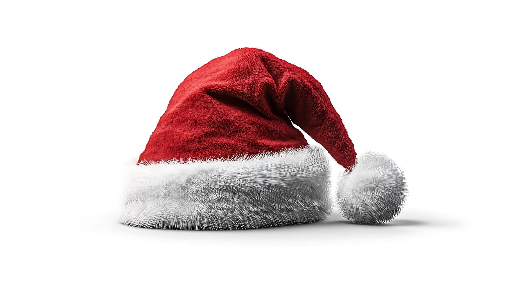 A santa hat is shown on a white background photo