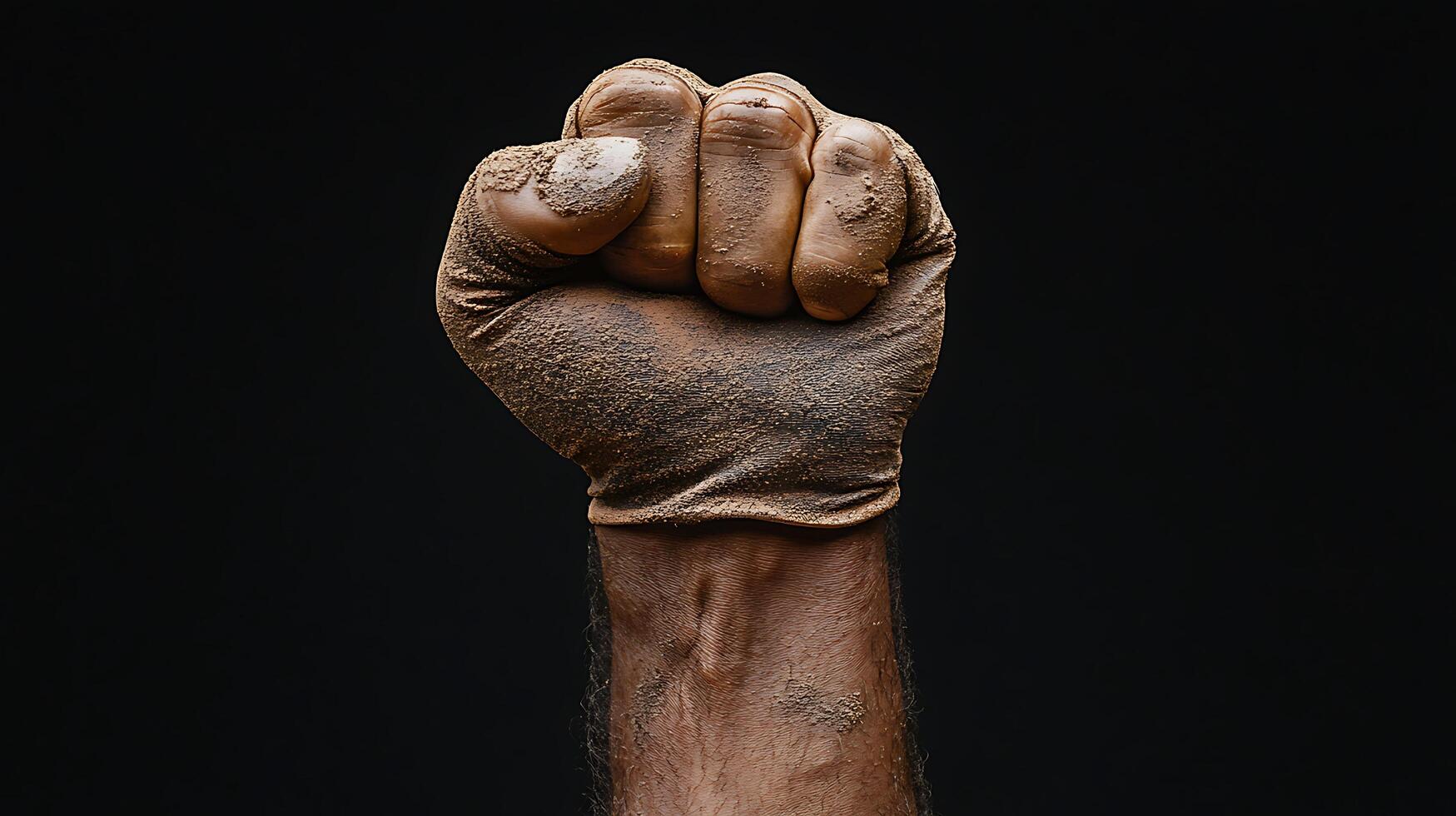 A man's hand with dirt on it photo
