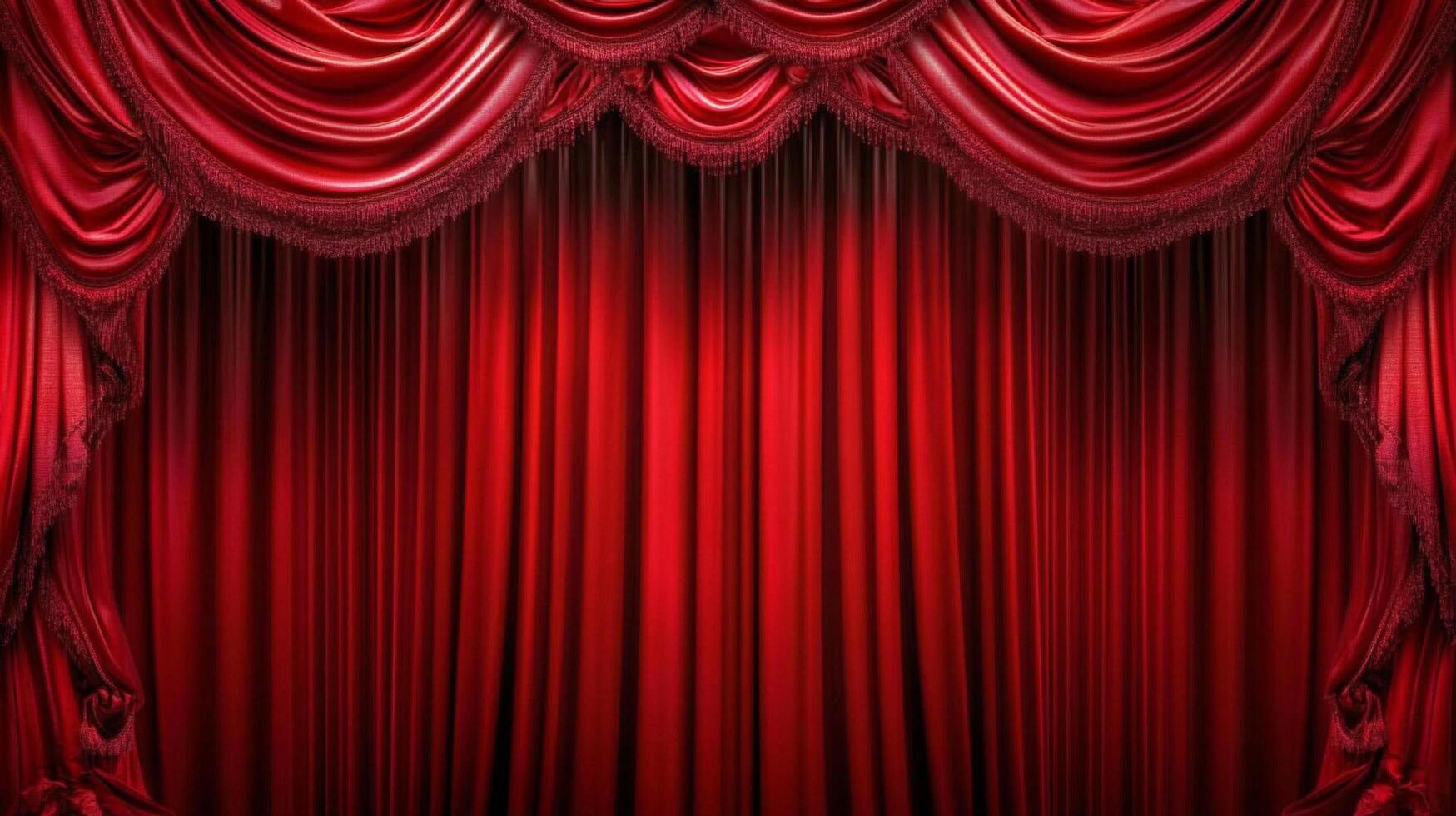 A luxurious, deep red curtain dominates, invoking drama and anticipation, as if ready to unveil a performance or grand reveal. photo