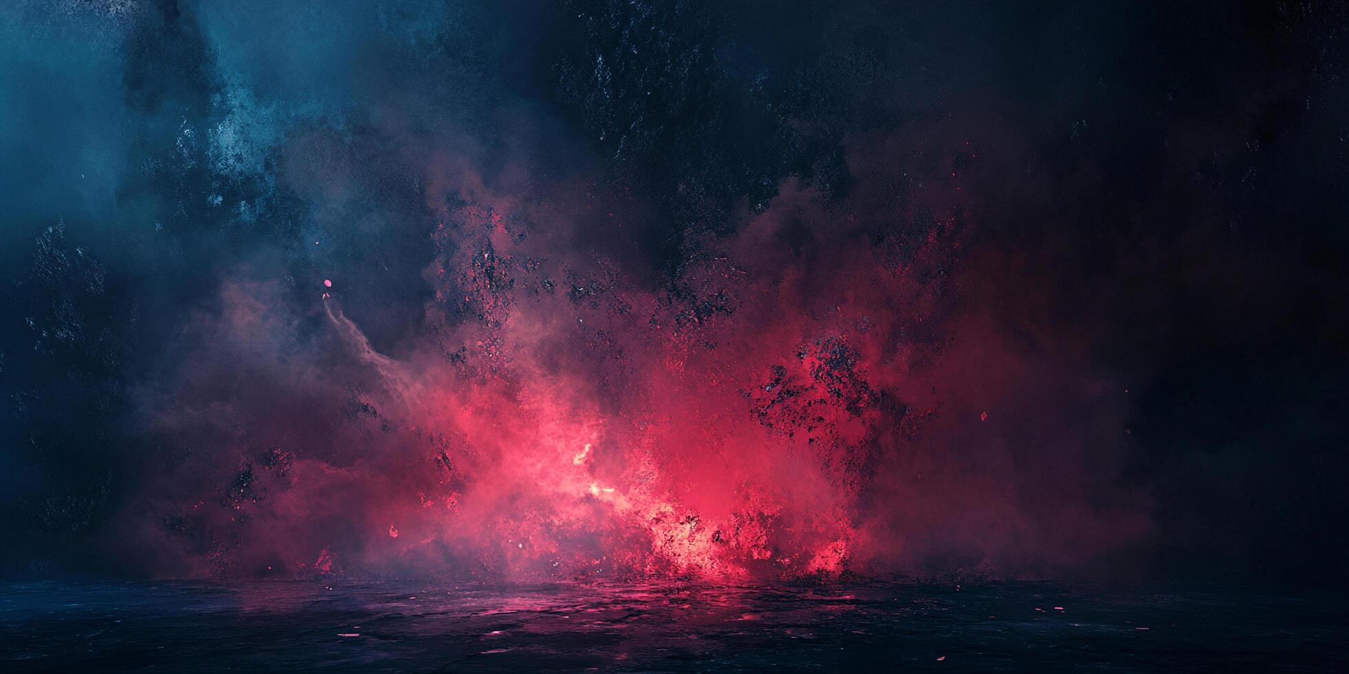 Fiery celestial cloudscape in deep space, showcasing a dynamic interplay of crimson nebulae against a dark cosmic backdrop. photo