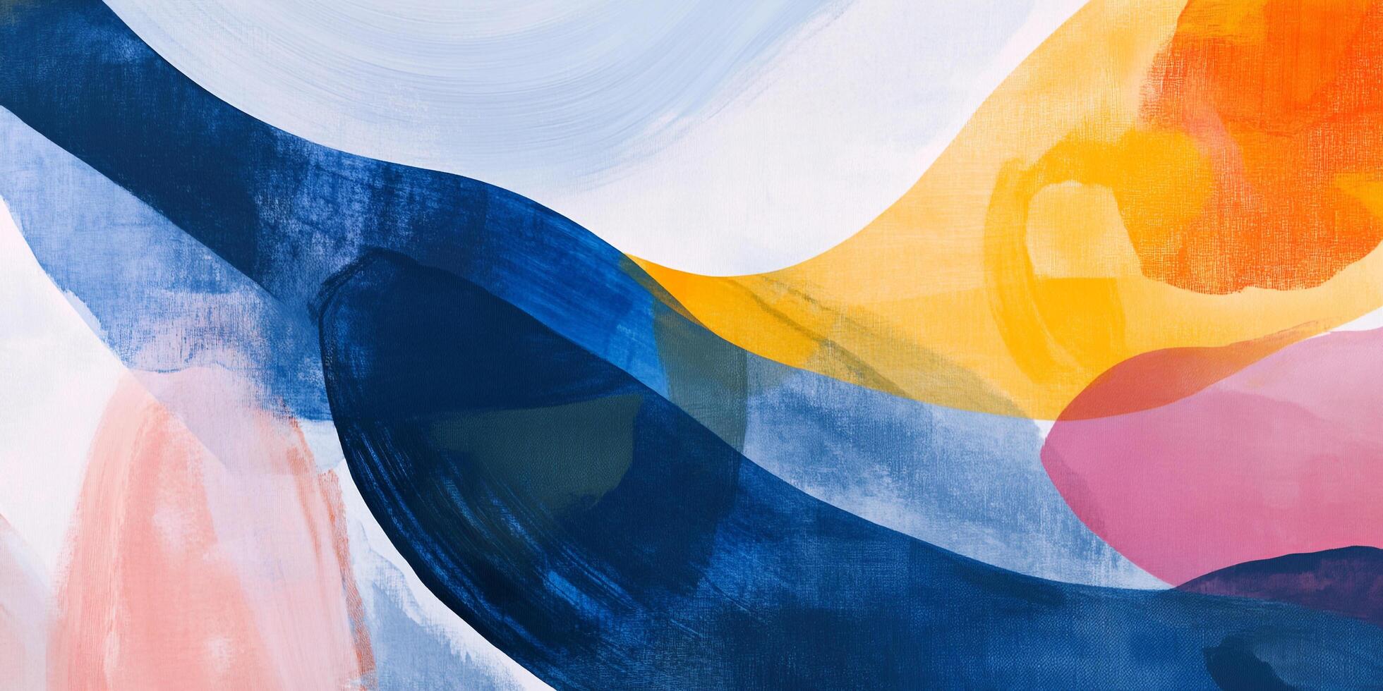 Colorful brush strokes create a modern, abstract composition with an emphasis on flowing lines and blended hues. Art meets spontaneity. photo