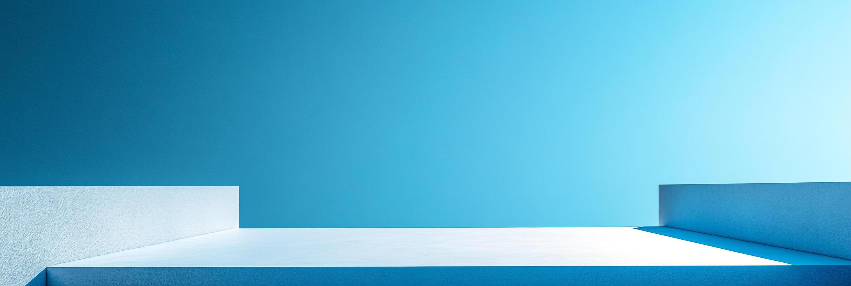 Minimalist platform with a serene gradient blue backdrop, ideal for showcasing products with an emphasis on simplicity and modern design. photo