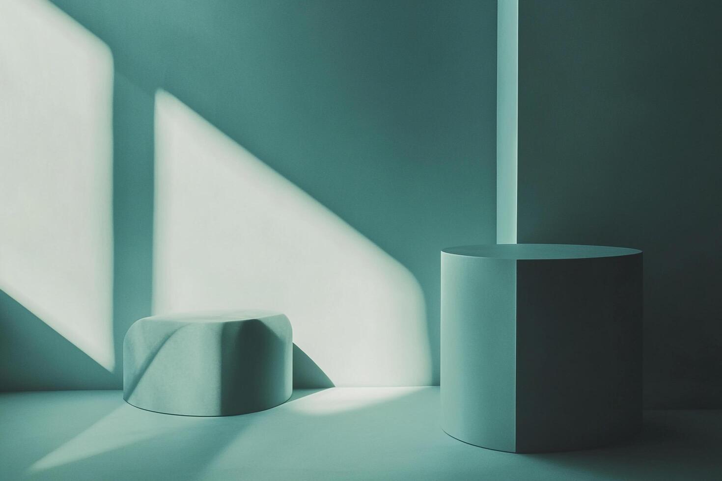 Minimalist composition with geometric shapes and subtle lighting, evoking serenity and artistic appeal. Ideal for backgrounds and visual design. photo
