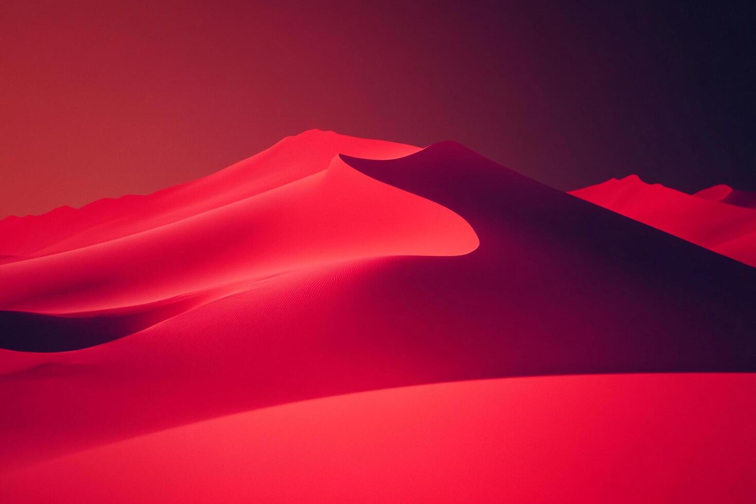 Abstract surreal desert landscape with red sand dunes. A sense of isolation and exploration under a vibrant and intense sky. photo