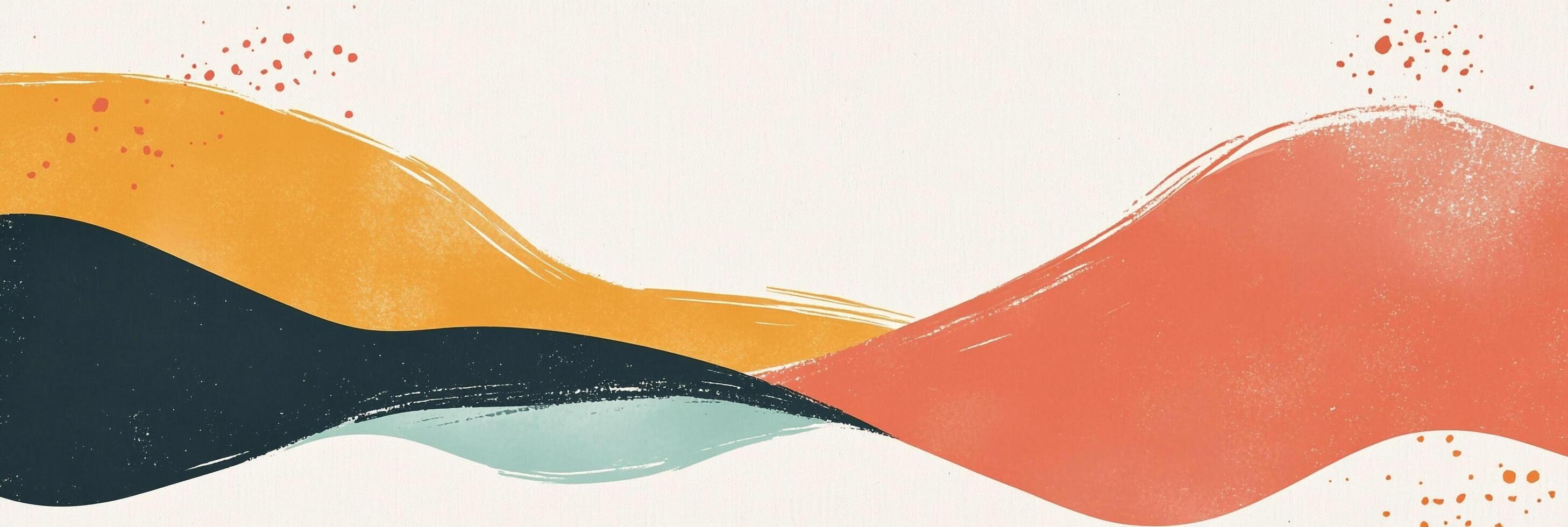 Abstract flowing brushstrokes of vibrant colors create a dynamic, artistic composition with a modern, minimalist aesthetic. photo