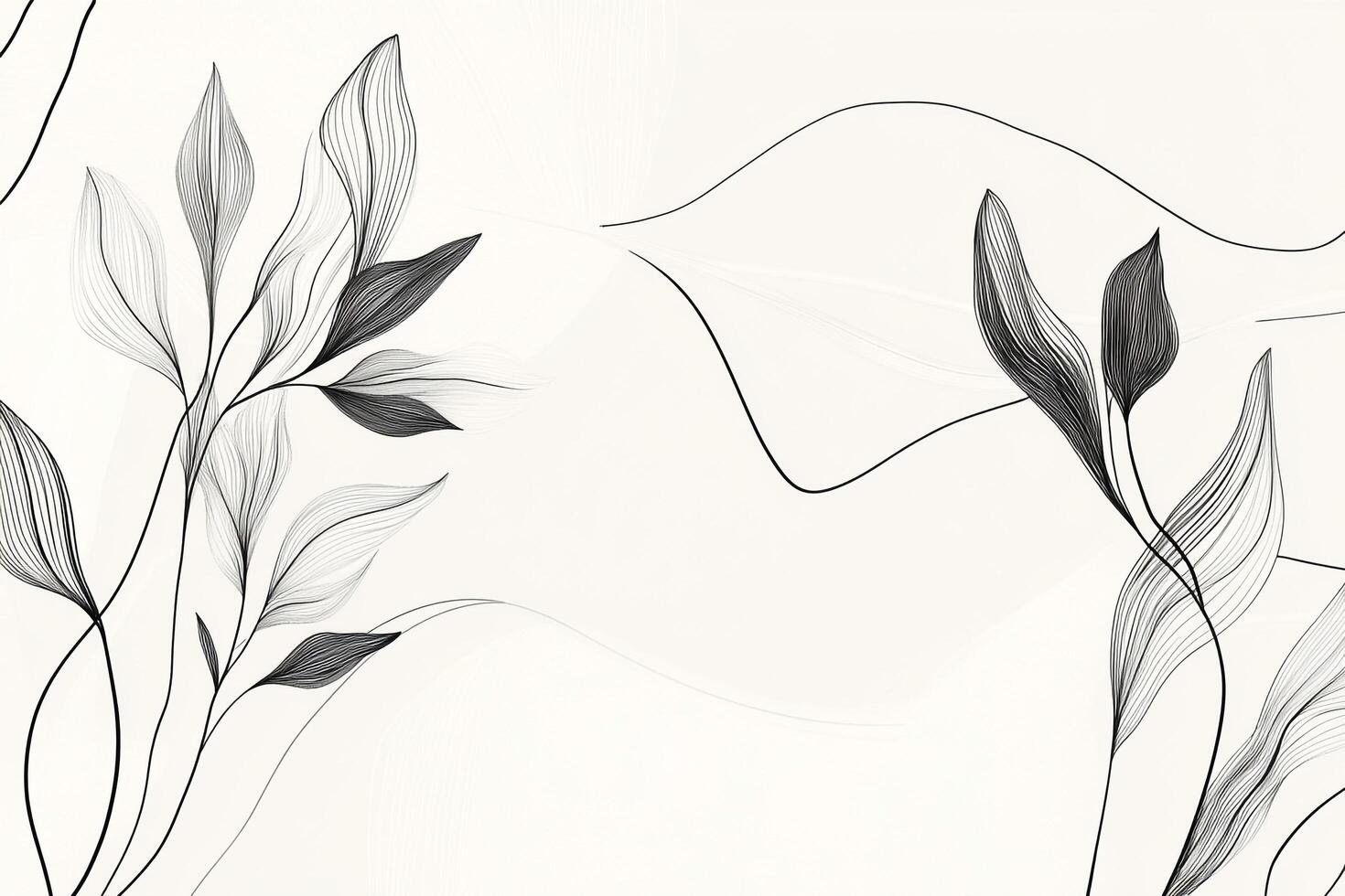 Elegant floral line art on a cream background. Featuring minimalist botanical motifs, the illustration has a natural and modern feel. photo