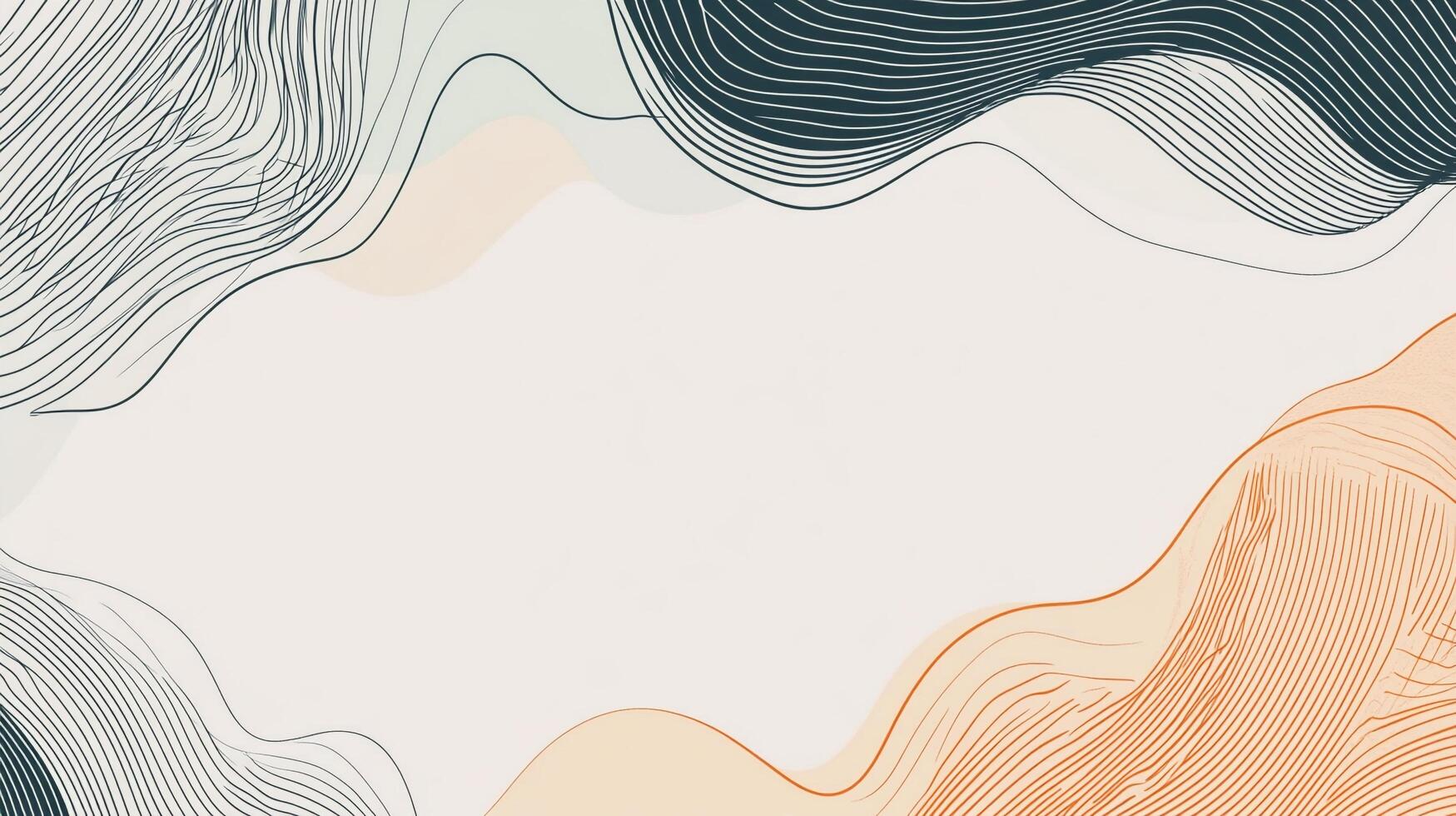 Abstract background with curved, flowing lines and pastel colors creating a calming and modern design. Gentle waves on a neutral canvas. photo
