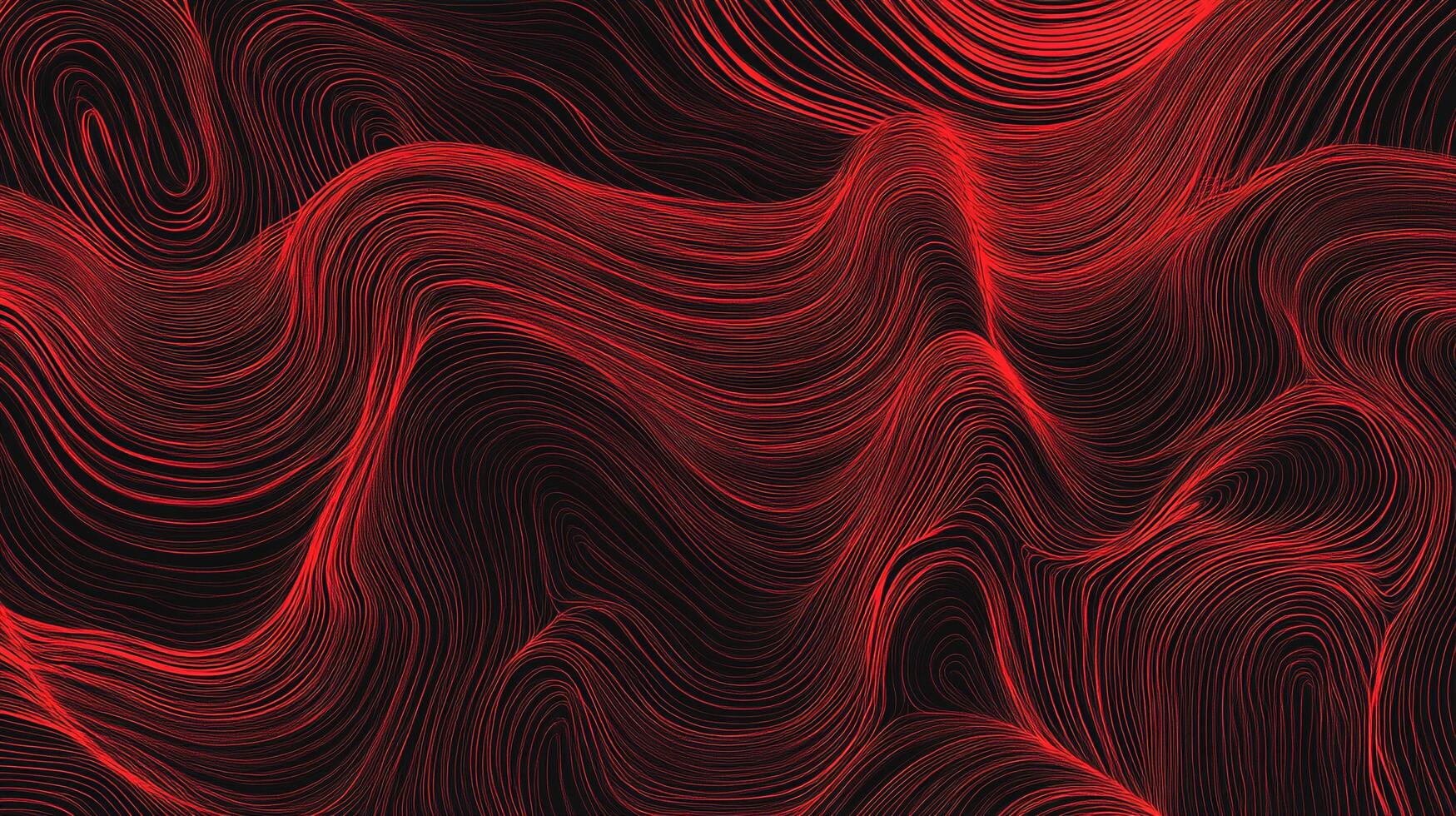 Intricate patterns of flowing red lines create a captivating abstract design, reminiscent of topography or organic textures on dark background. photo