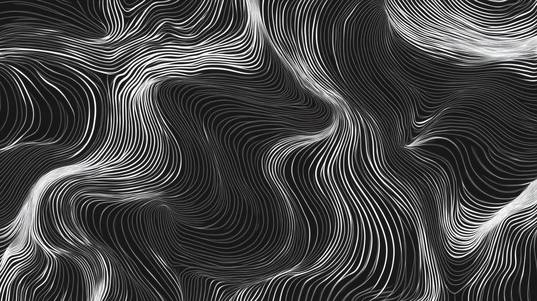 Monochrome abstract rendering featuring fluid, white lines flowing against a black background, creating a sense of movement and depth. photo