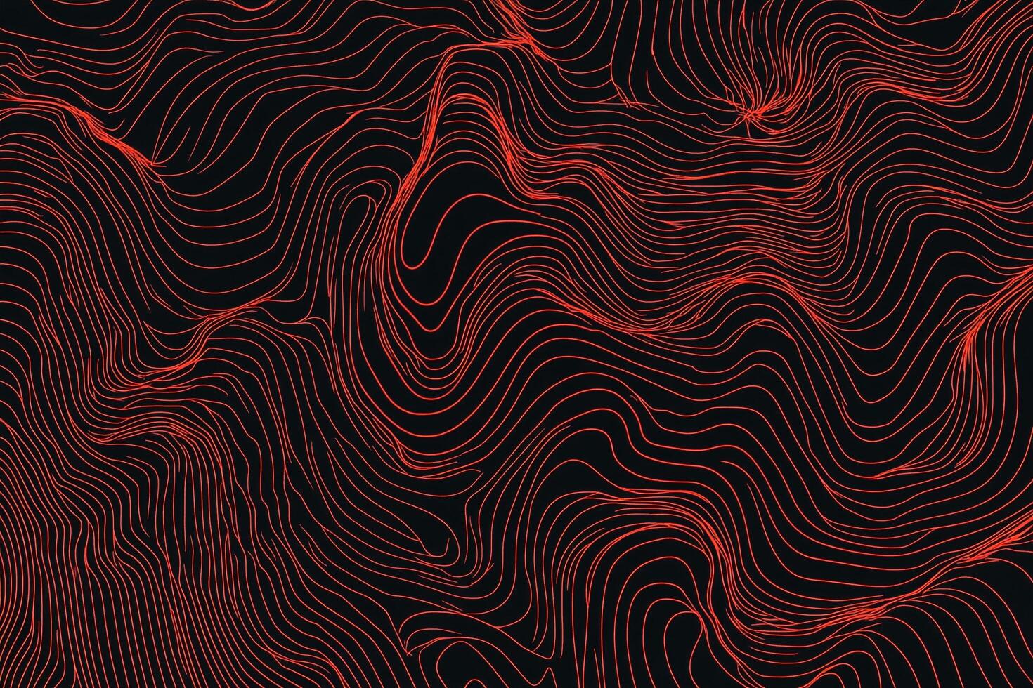 Abstract topographic map illustration with red contour lines on a dark background creates an intriguing, modern art piece. photo