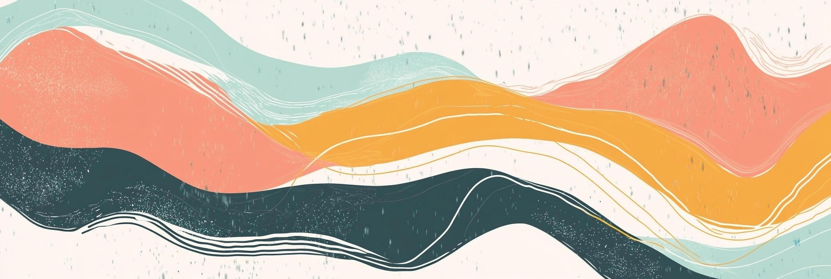 Abstract waves of color create a calming, flowing design, perfect for backgrounds or artistic projects, with pastel and neutral tones. photo