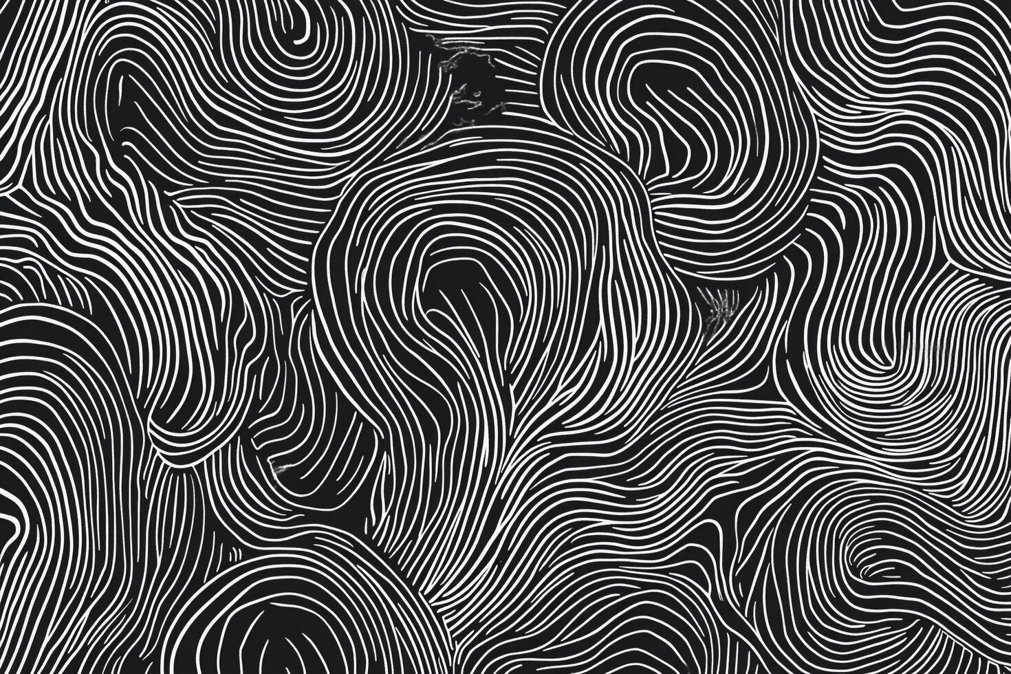 Abstract swirling lines create a dynamic, textured pattern with a bold contrast between black background and flowing white lines. photo