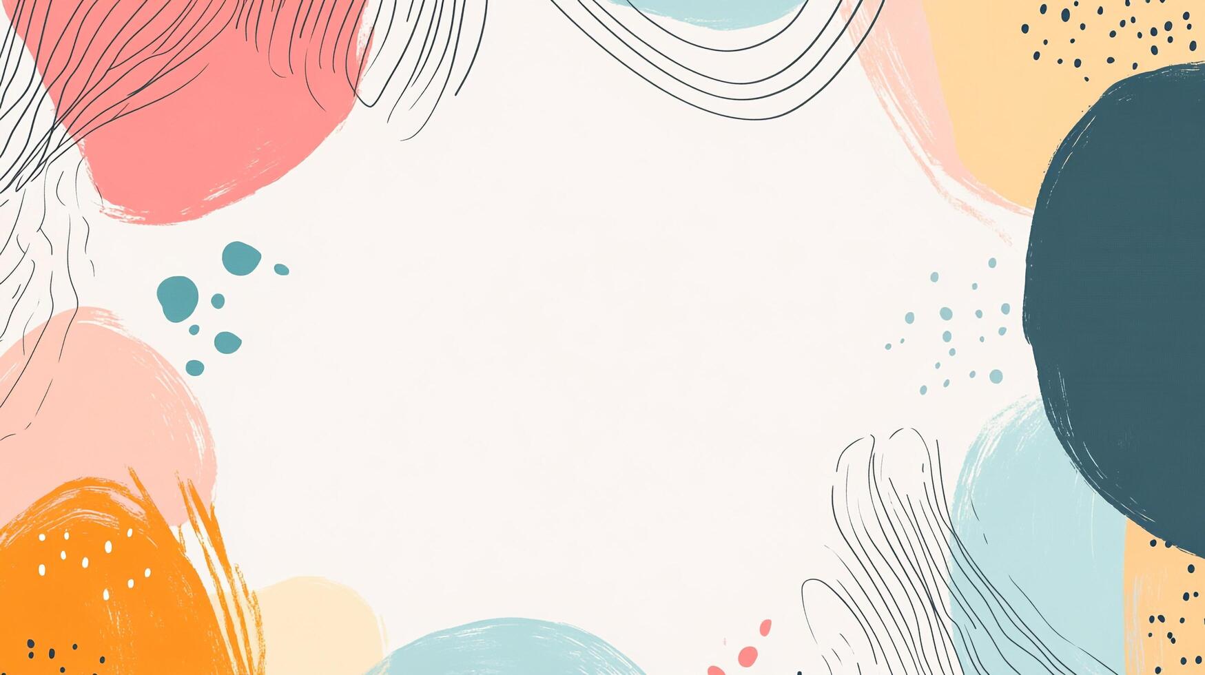 An abstract design featuring soft pastel shapes, brushstrokes, and delicate line art with lots of white space. Great for backgrounds. photo