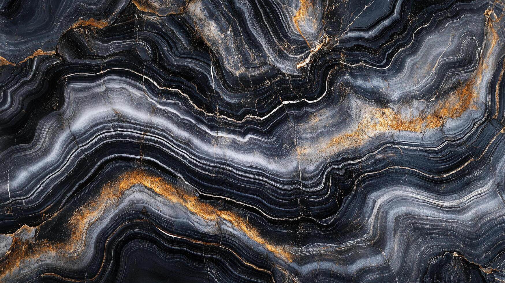 Striking black and gray stone featuring elegant gold veins creates a mesmerizing natural pattern perfect for luxurious, earthy aesthetics. photo