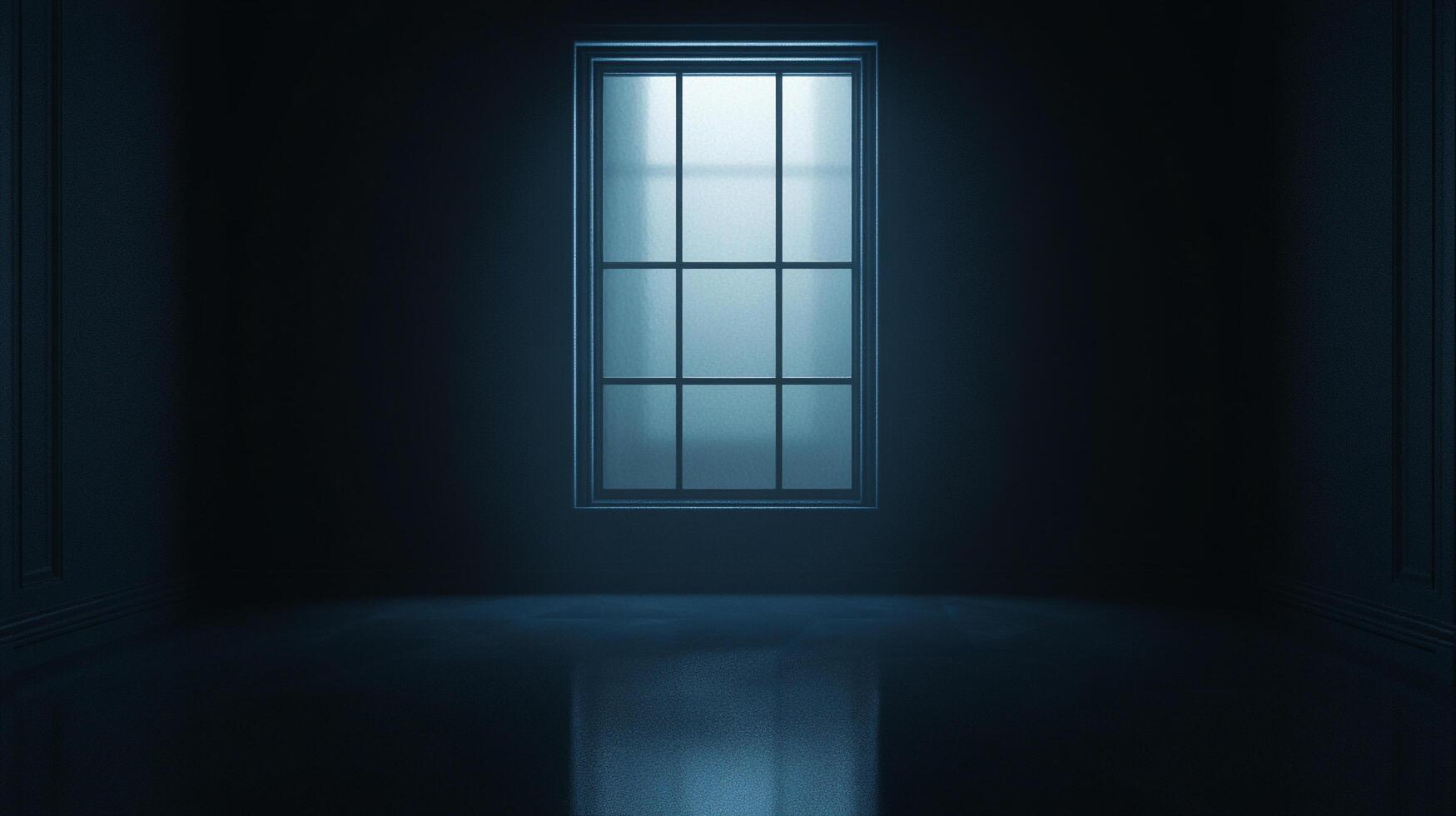 Mysterious, window-lit room. A serene space, filled with shadows and soft light, evoking introspection and quiet contemplation. A calming sanctuary. photo