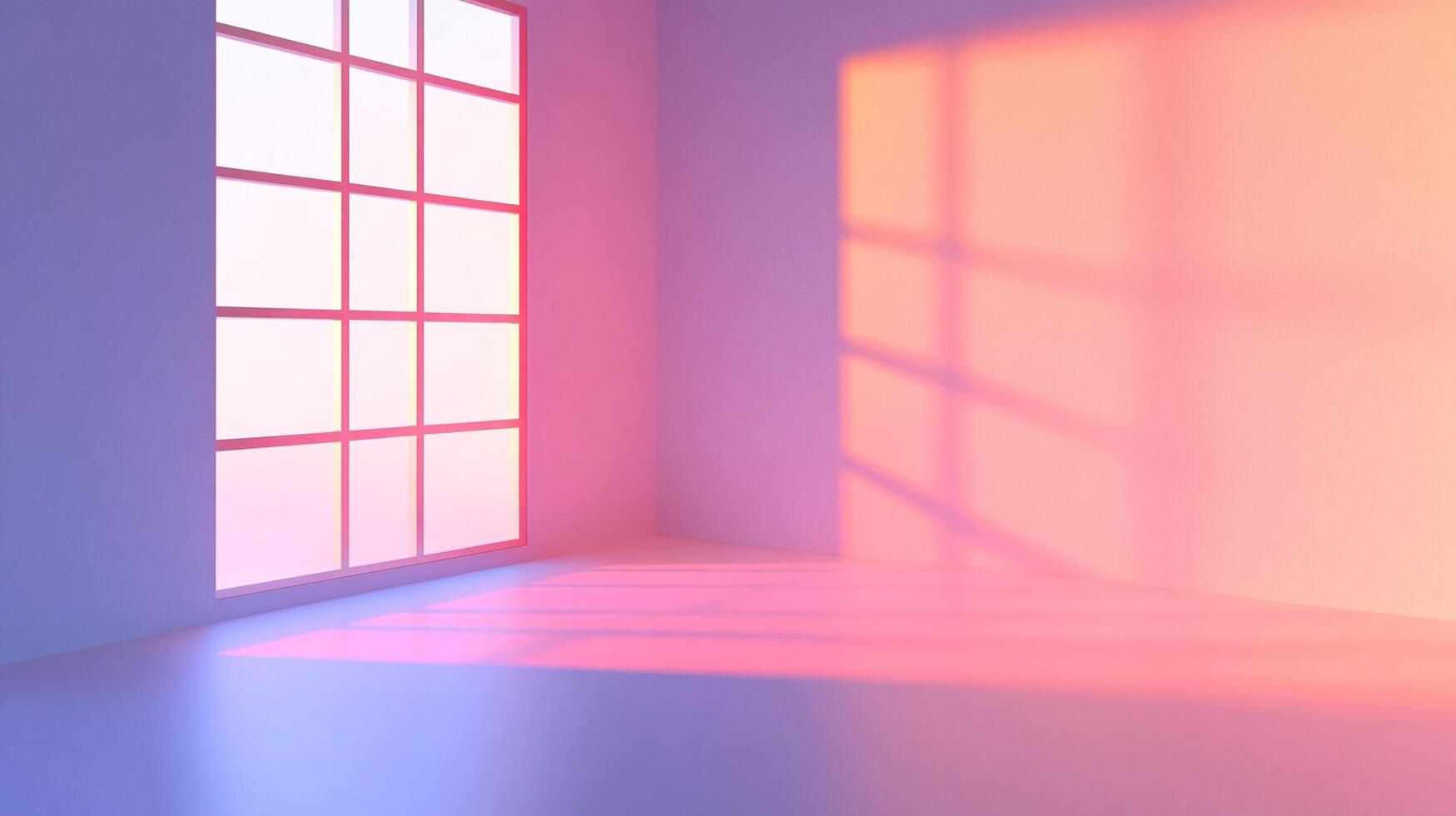 A room is bathed in soft, shifting light, creating a serene, dreamlike atmosphere, with vibrant hues blending across the surfaces. photo