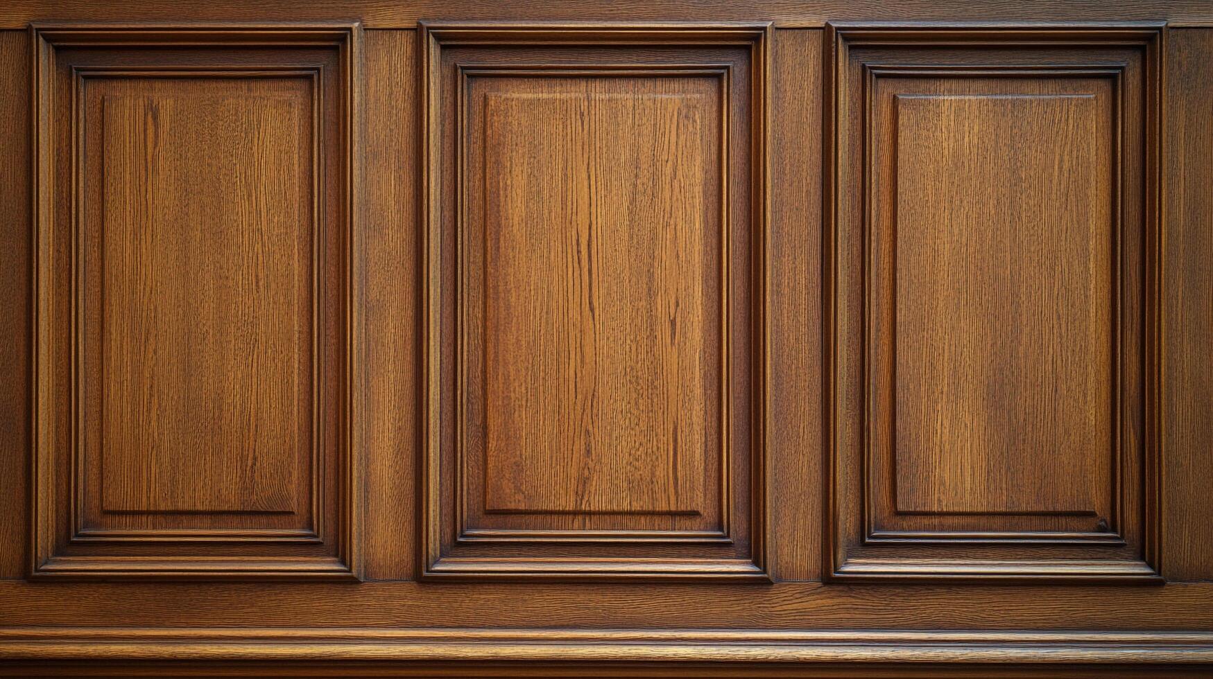 Close-up of a wooden wall panel with a classic design, showcasing texture and detail. Perfect for backgrounds or decorative elements. photo