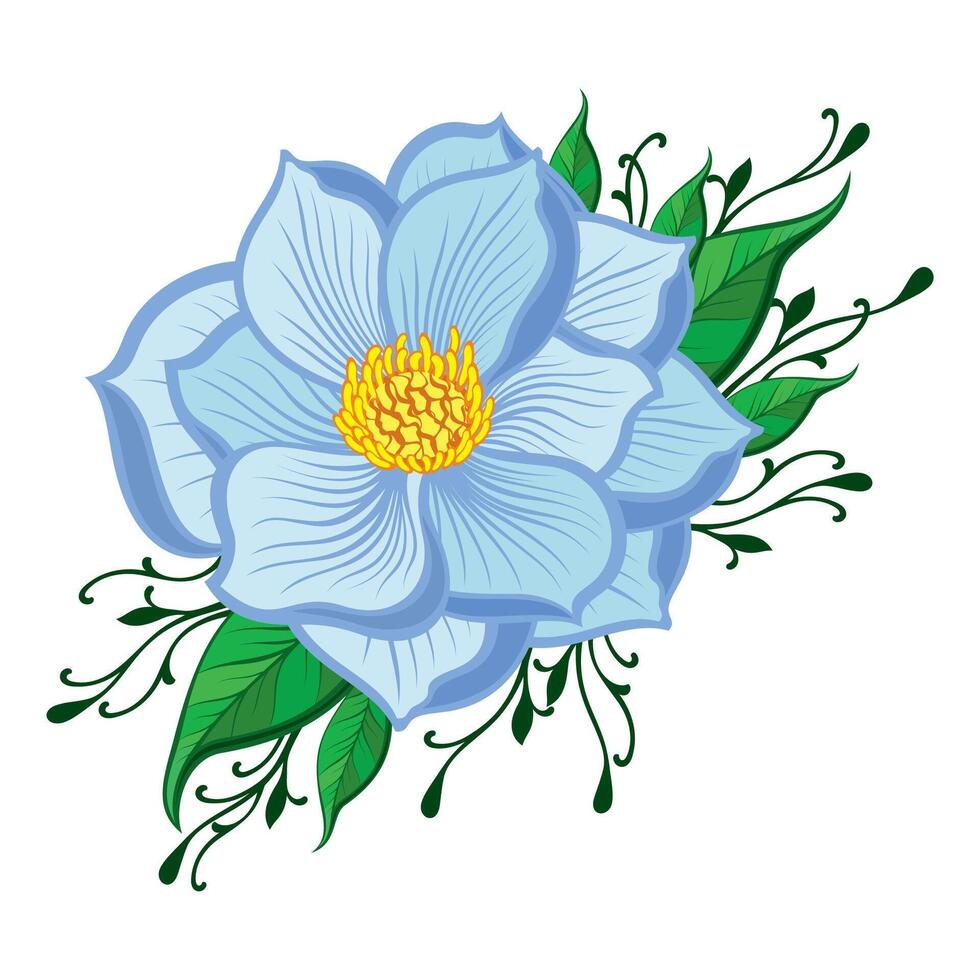 Decorative blue flower background. Illustration with flower. vector