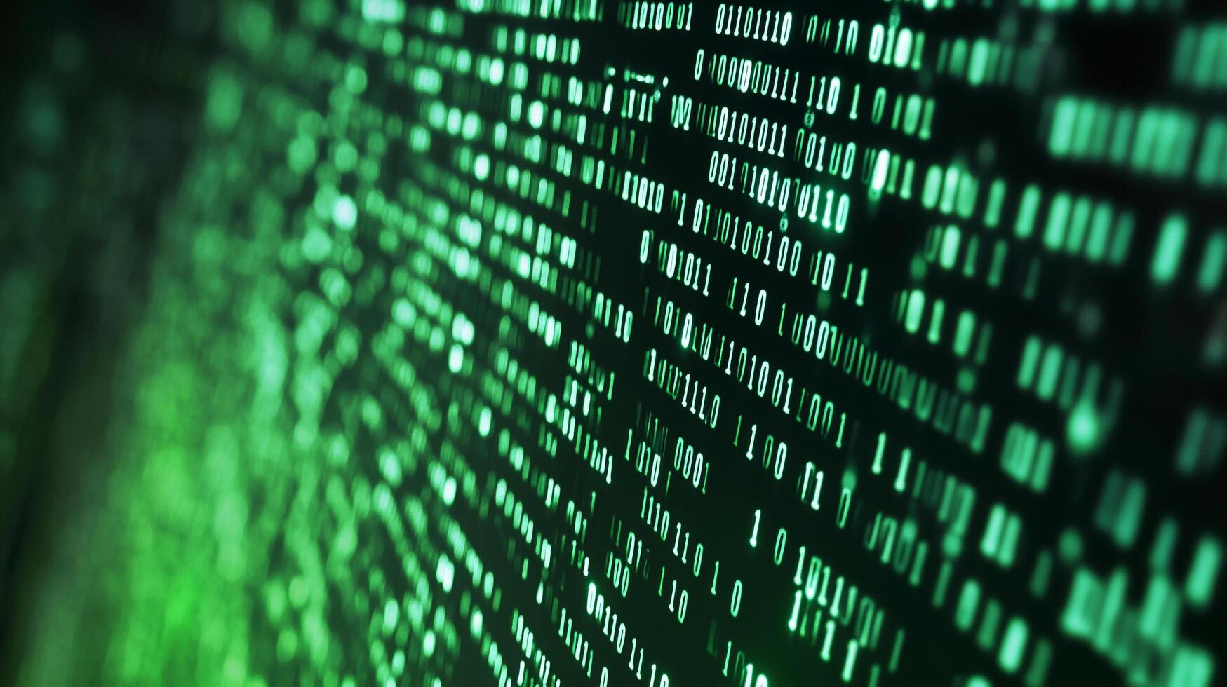 Abstract display of binary code, with a green hue suggesting technology, data, or matrix-style visuals. Symbolic for digital information. photo