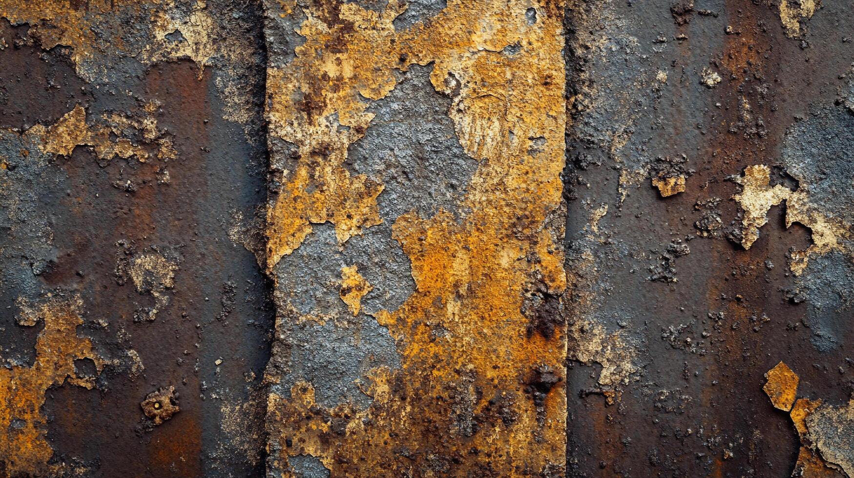 Rusting metal surface with flaky paint, showcasing decay, texture, and color variations. Weathered with age and elements of destruction. photo