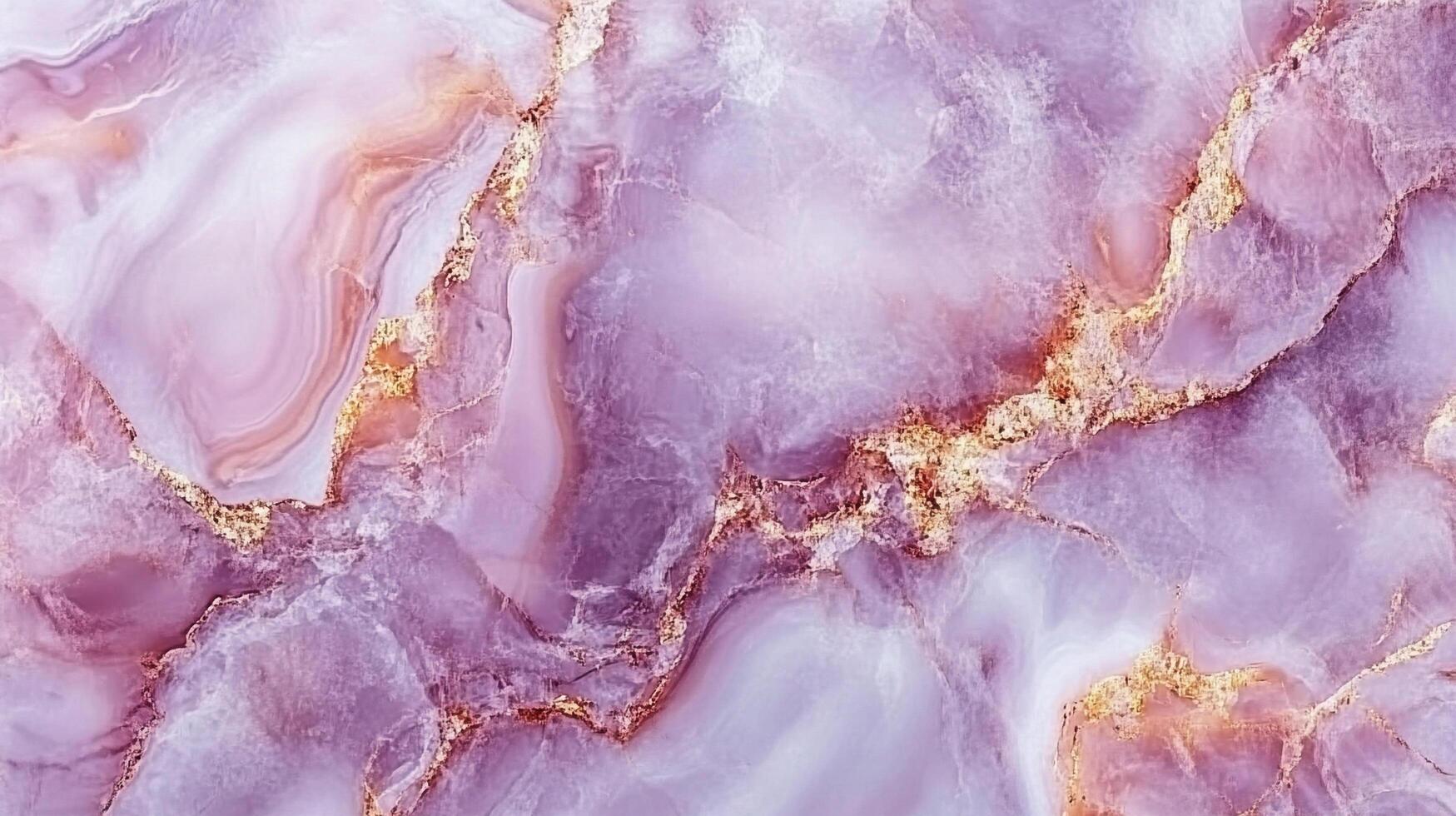 Aesthetic texture featuring dynamic swirls of violet, lavender, and rose, enhanced by glimmering gold accents and a touch of elegance. photo