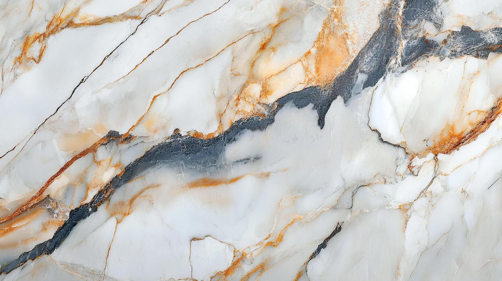 Elegant marble surface with flowing veins of gold, brown, and grey on white background. A high end aesthetic, texture and pattern. photo