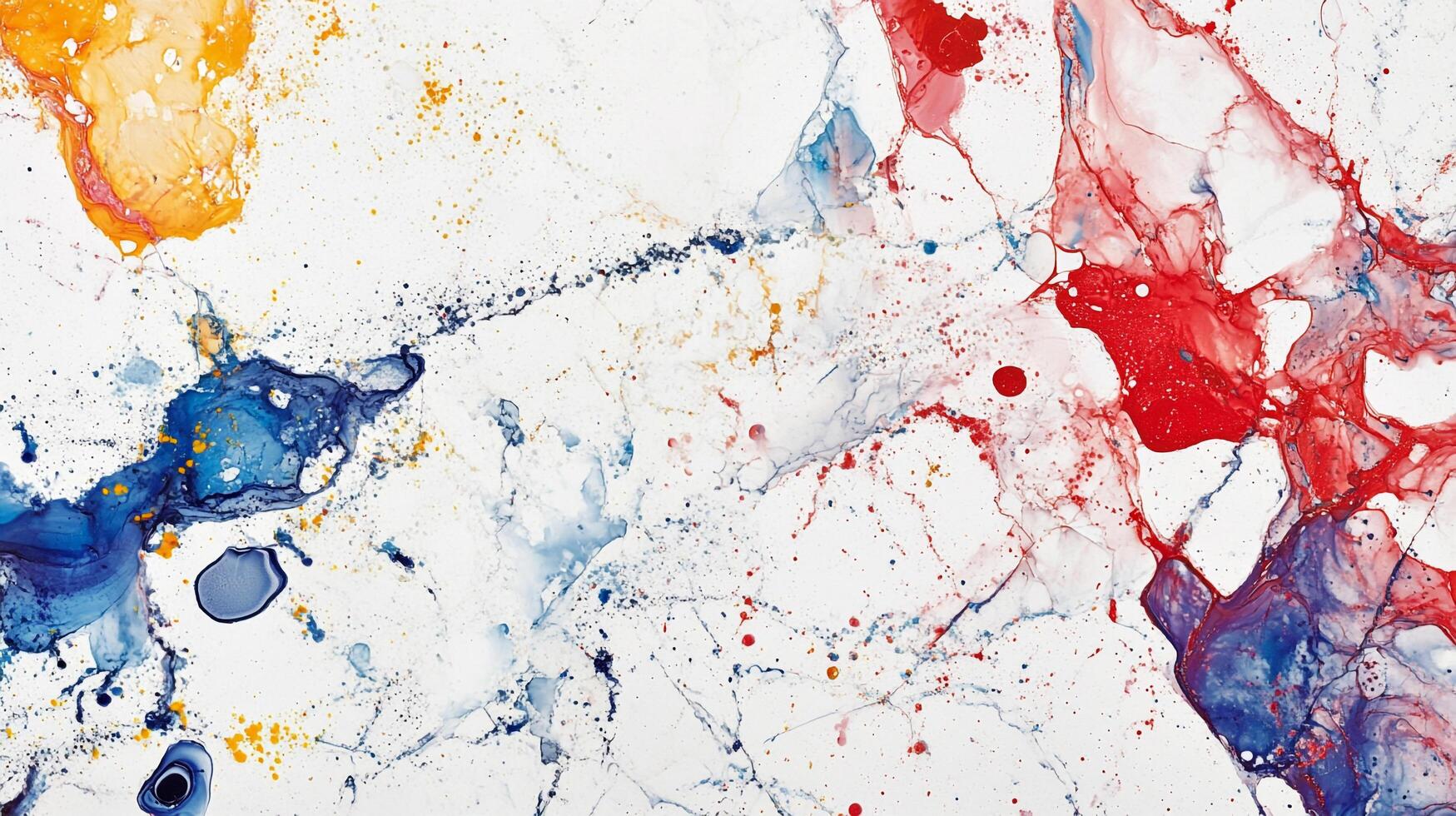 Abstract art with vibrant splashes of color, creating dynamic, fluid patterns against a clean white background. Modern design. photo