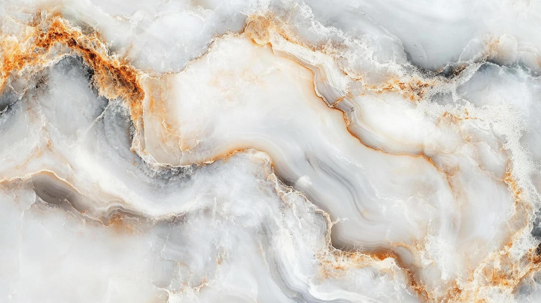 Swirling marble texture in a serene blend of white, gray, and ochre, creating elegant patterns like waves in sand. photo