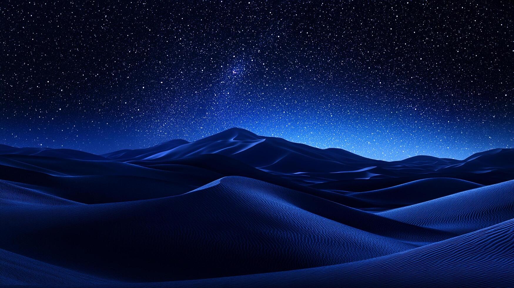 A mesmerizing desert landscape under a celestial canvas, where endless dunes meet a star-studded night sky in a symphony of nature. photo