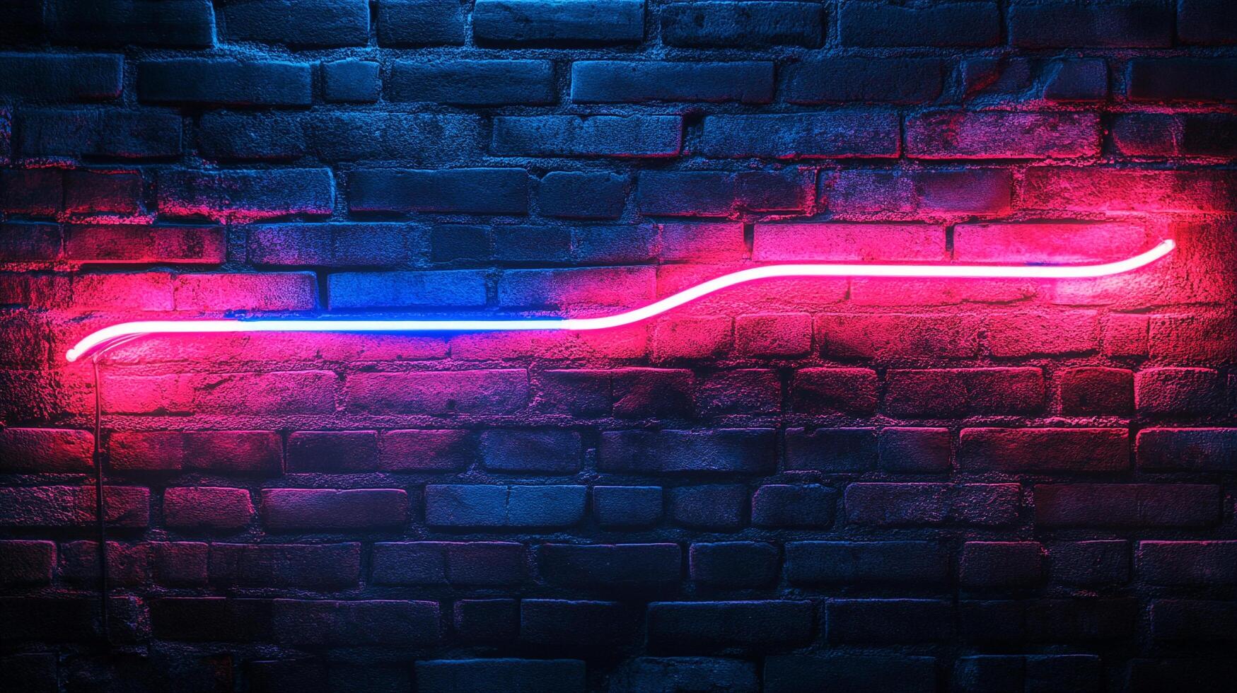 A blue and pink neon light illuminates a brick wall, creating a modern and vibrant atmosphere. The light adds a touch of urban style. photo