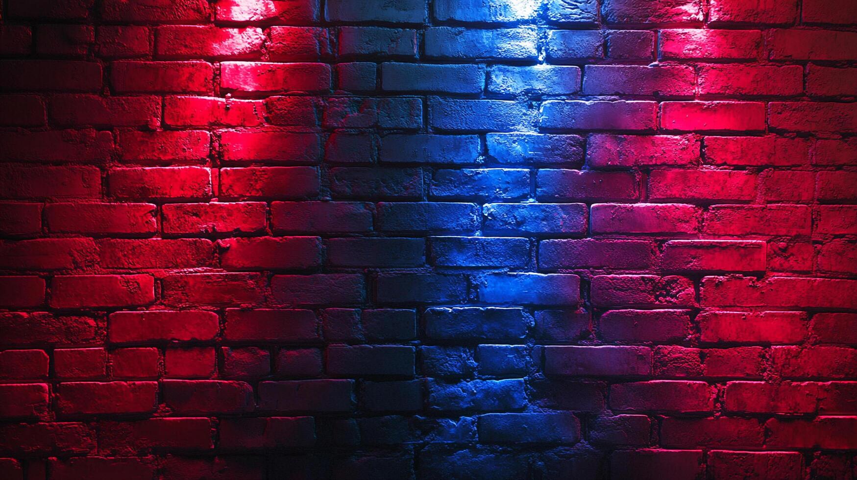 Abstract brick wall art featuring a vibrant color palette where bold reds and blues meet to create a striking and modern aesthetic texture. photo