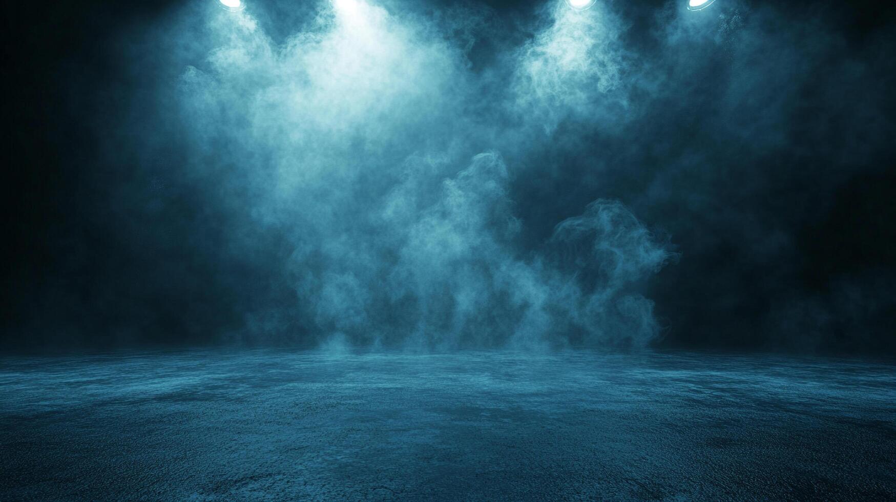 Blue field with smoke in the background. The smoke is coming from a light show. Scene is mysterious and dramatic photo