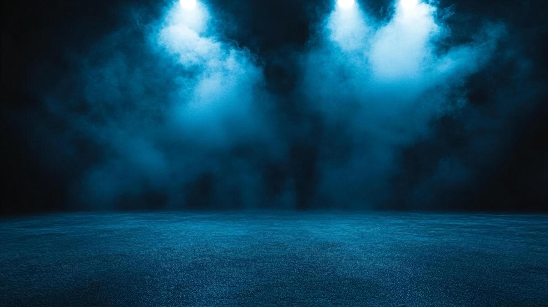 Large, empty blue field with a blue smoke in the background. The smoke is thick and dense, creating a sense of depth and atmosphere. The field appears to be a vast, open space photo