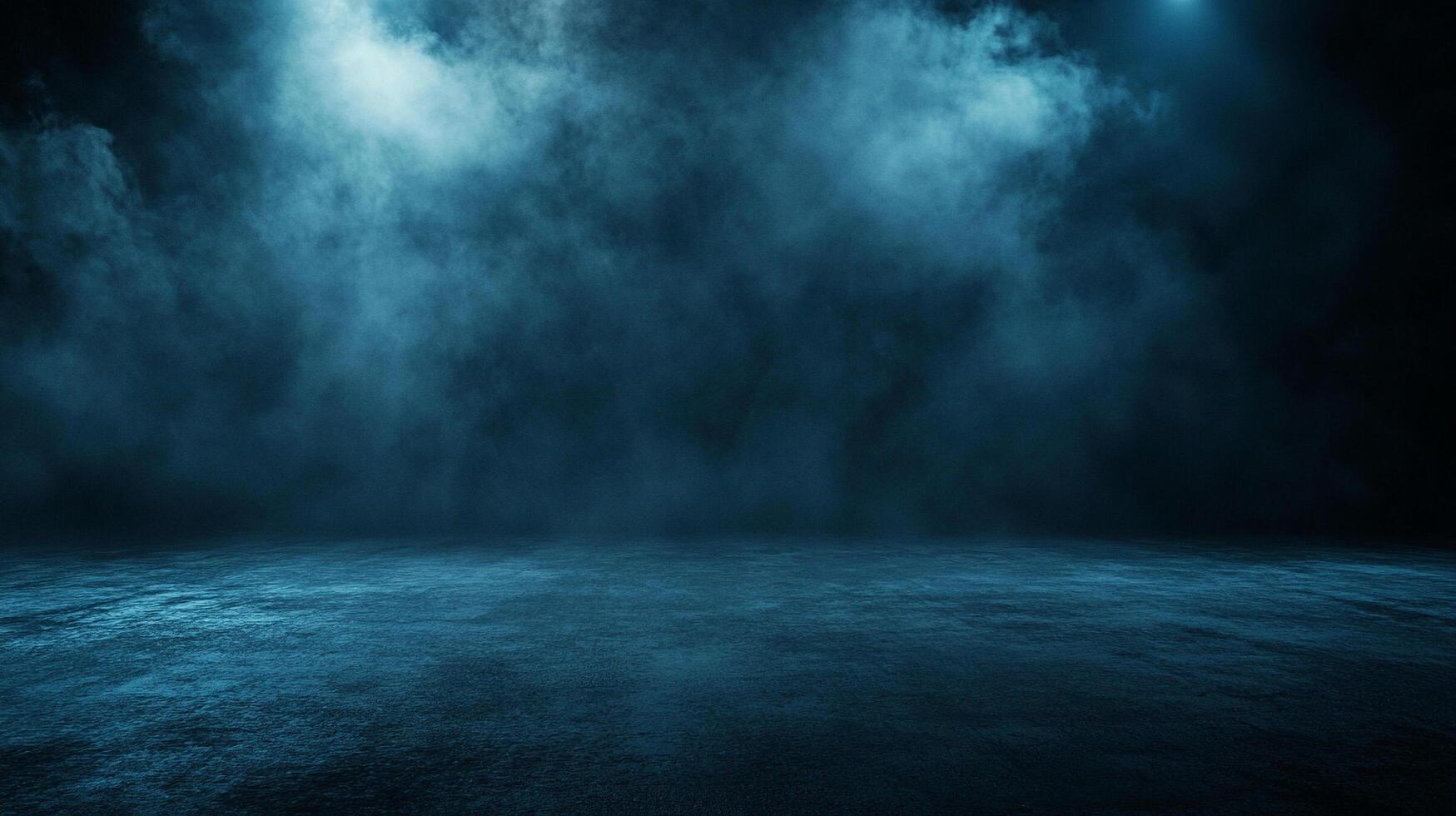 Dark blue sky with a large cloud of smoke. The sky is almost completely dark, with only a few small lights visible in the distance. The smoke fills the sky, creating a sense of mystery and unease photo