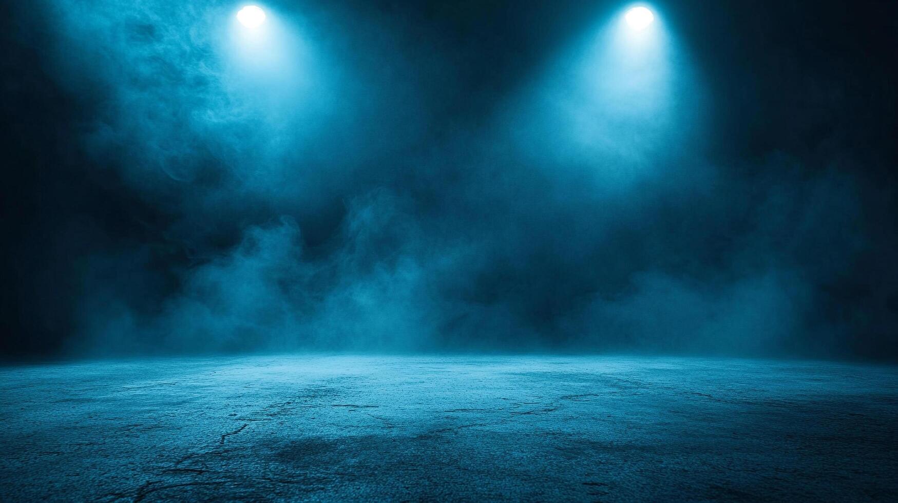 Blue sky with smoke in the background. The sky is lit up with blue lights. Scene is mysterious and dark photo