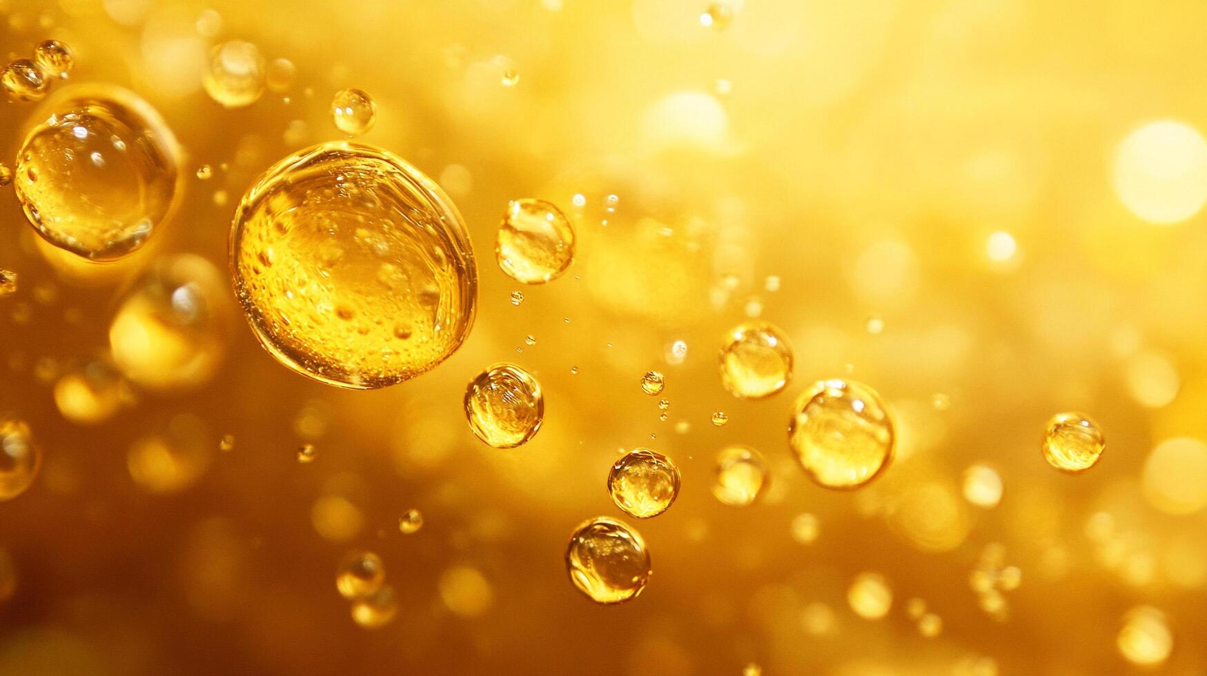 Yellow background with many small yellow droplets of water. The droplets are scattered all over the background, creating a sense of movement and energy. Scene is lively and playful photo