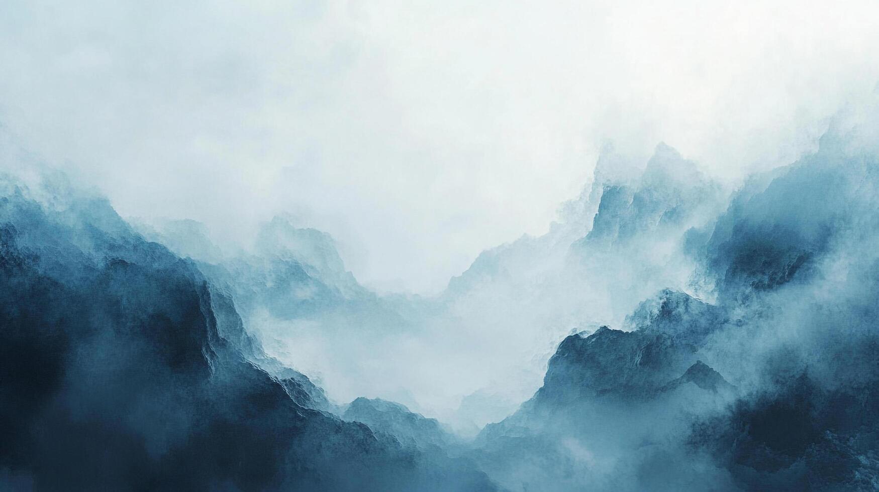 Misty mountains landscape, shrouded in fog, evokes a sense of mystery and serene beauty. The cool tones create a calming, ethereal ambiance. photo
