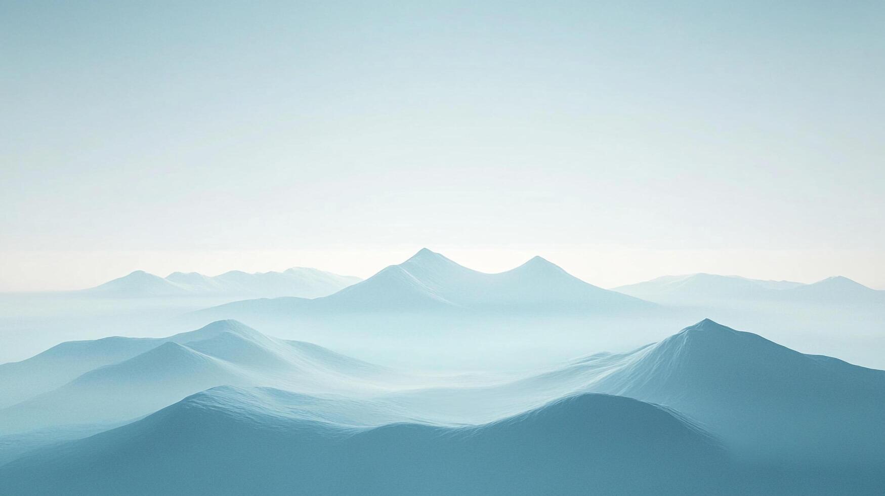 Misty mountain range in pastel blue hues. Serene landscape, layers of peaks diminishing into a soft horizon. A peaceful natural vista. photo
