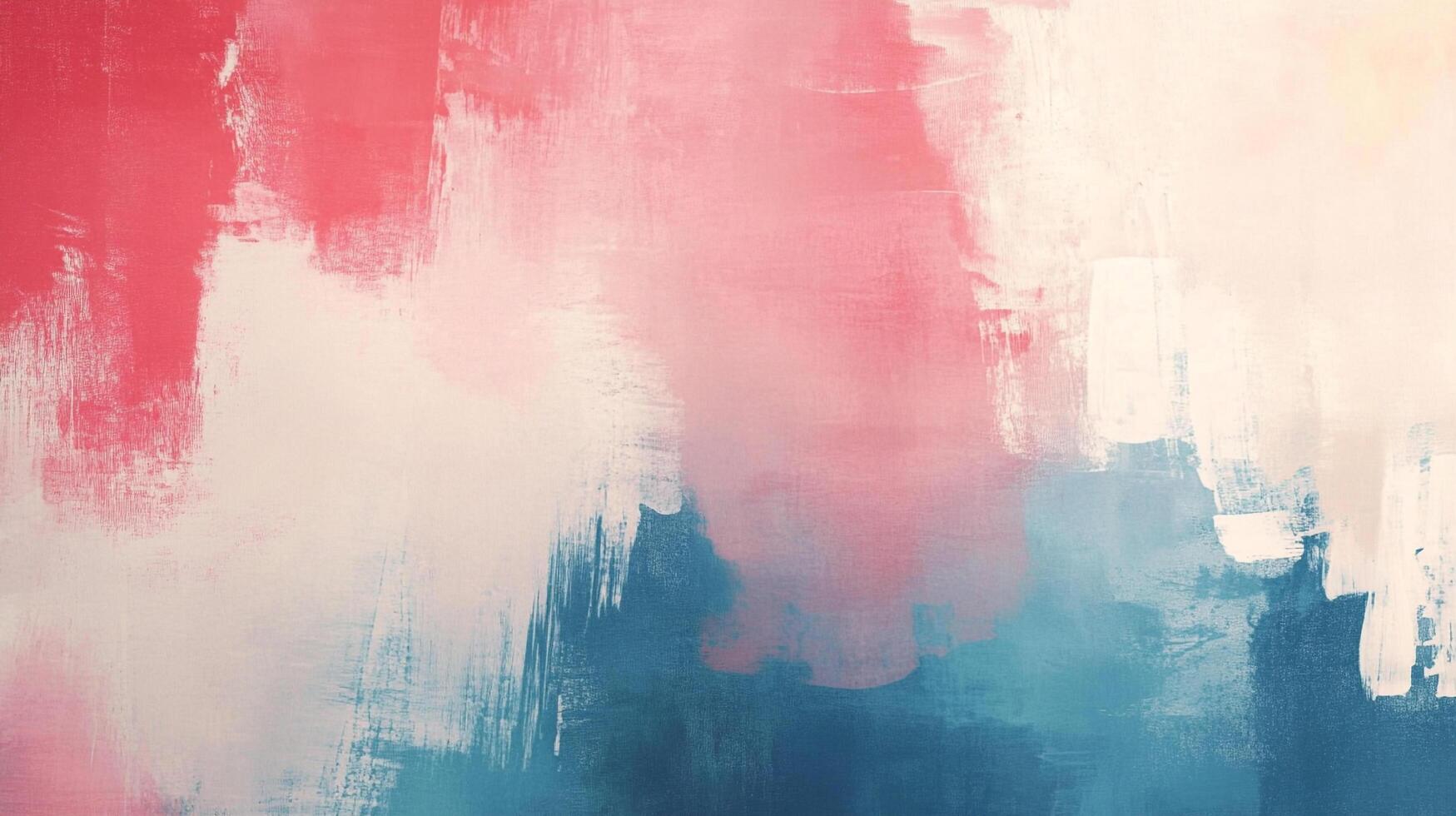 Abstract painting featuring a blend of red, pink, white and blue brushstrokes for an expressive and textured artistic display. photo