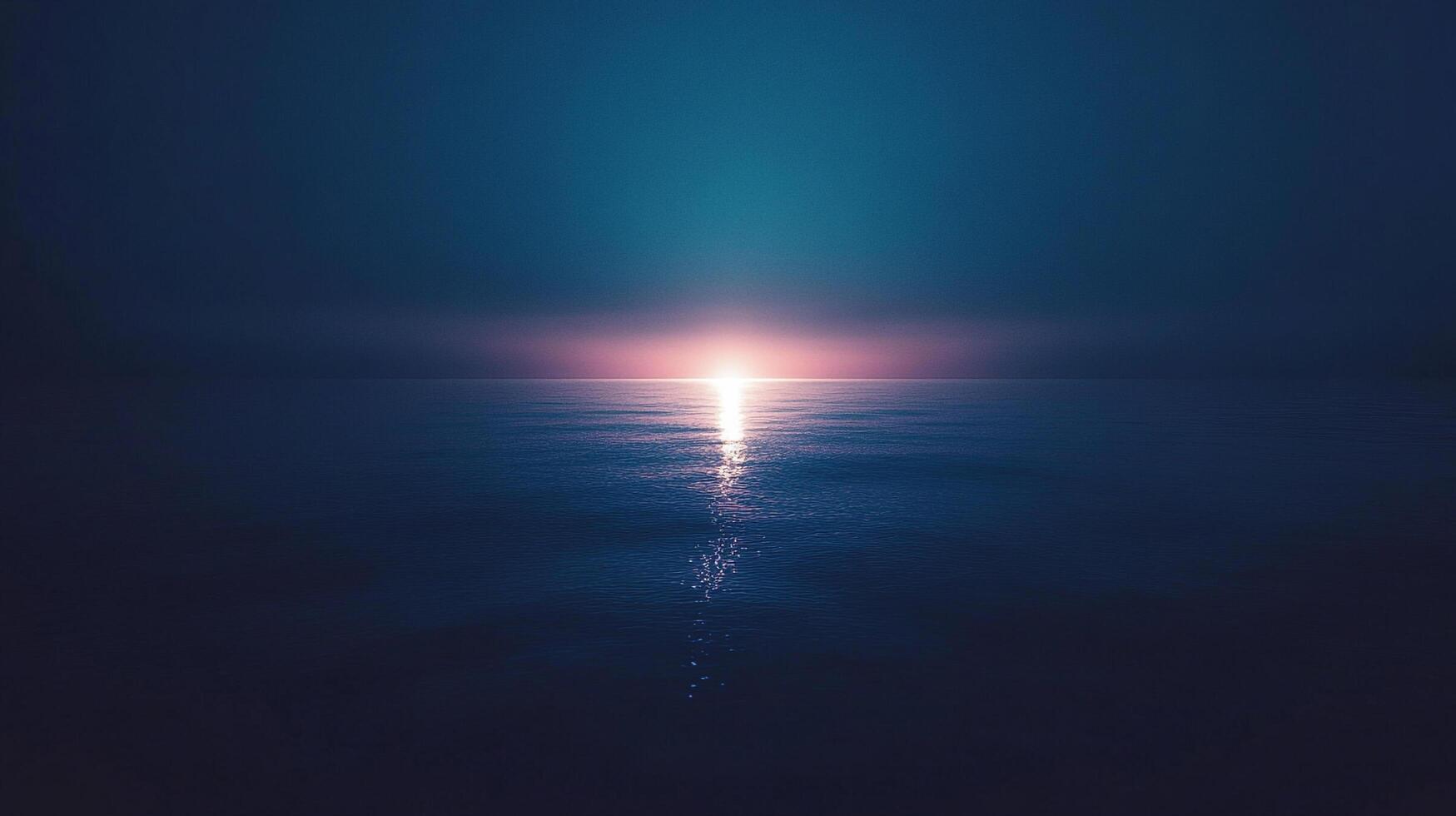 Serene ocean sunset casting a shimmering path of light on the water's surface with a soft gradient sky overhead. A tranquil scene. photo
