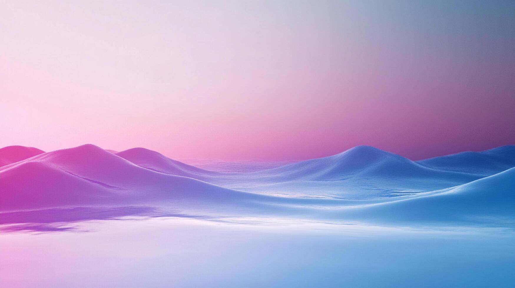 A mesmerizing landscape with rolling hills bathed in a gradient of pink and blue hues, creating a serene and dreamlike atmosphere. photo