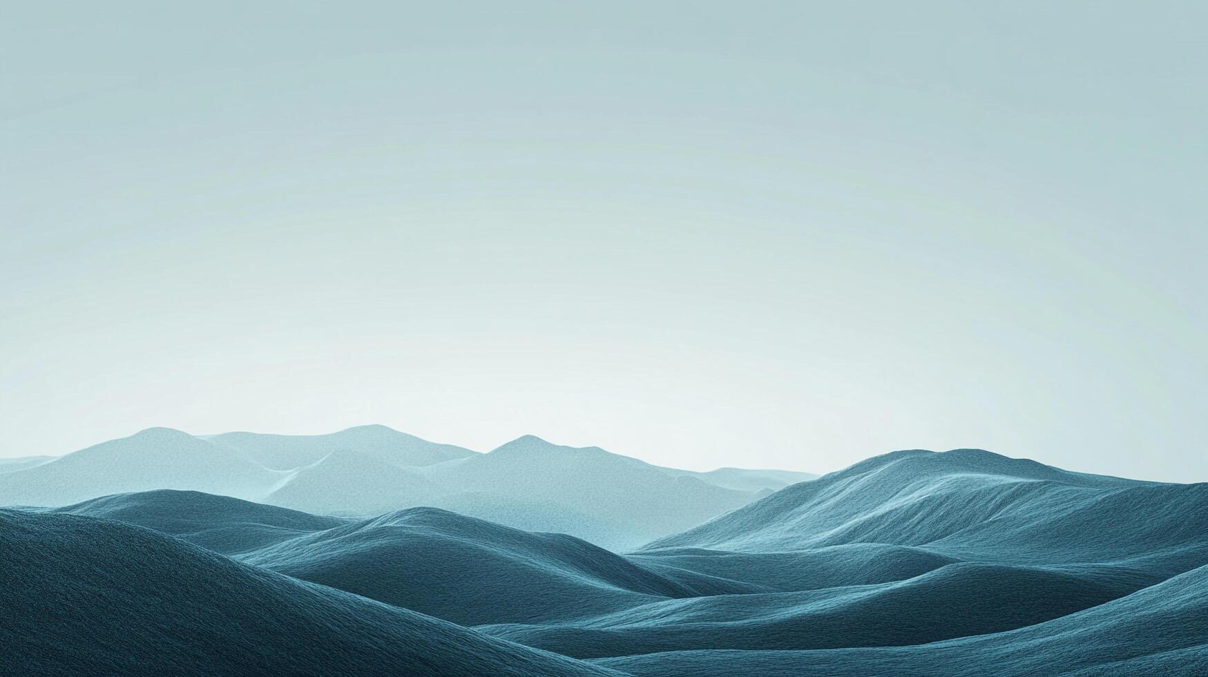 Abstract landscape with rolling hills in shades of blue, creating a serene and dreamlike atmosphere in a minimalist composition. photo