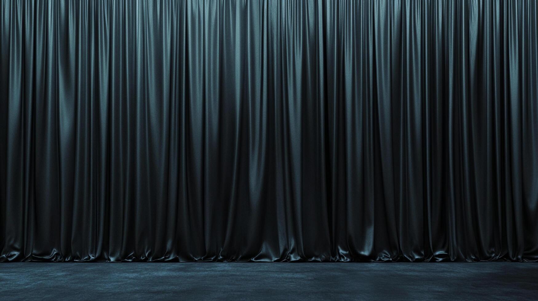 An elegant and dramatic black curtain hangs on a dark, atmospheric scene, creating a mysterious and theatrical ambiance, backdrop is black. photo