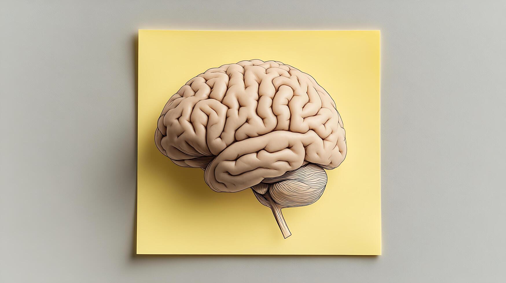 A drawing of a human brain on a piece of paper photo