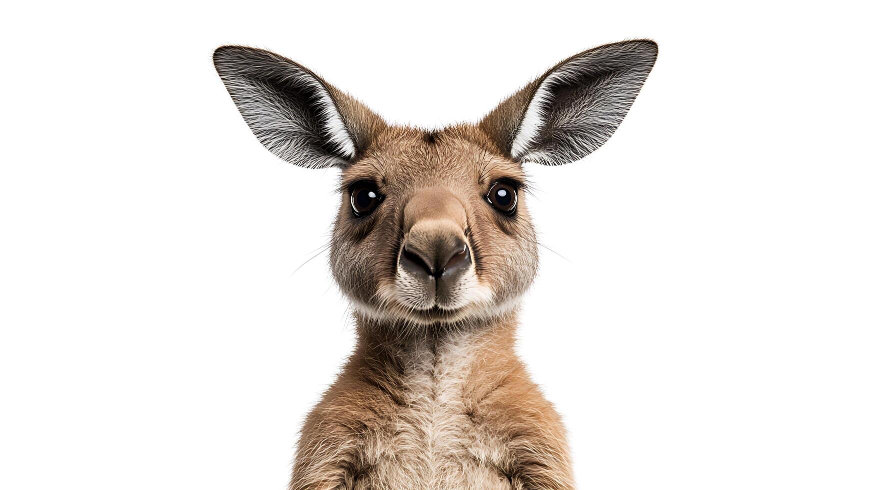 A kangaroo is standing in front of a white background photo