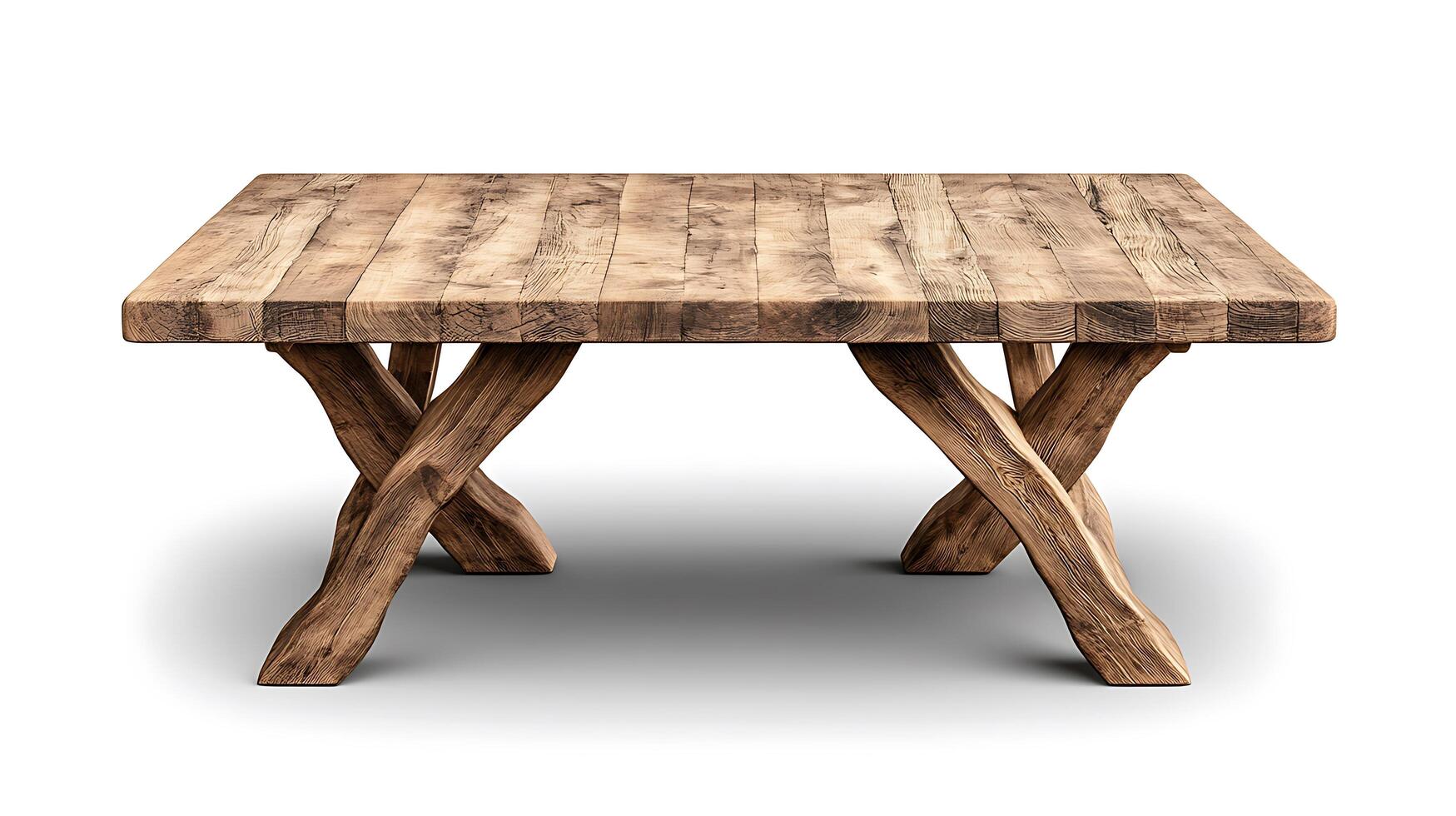 A wooden table with two legs and a square top photo